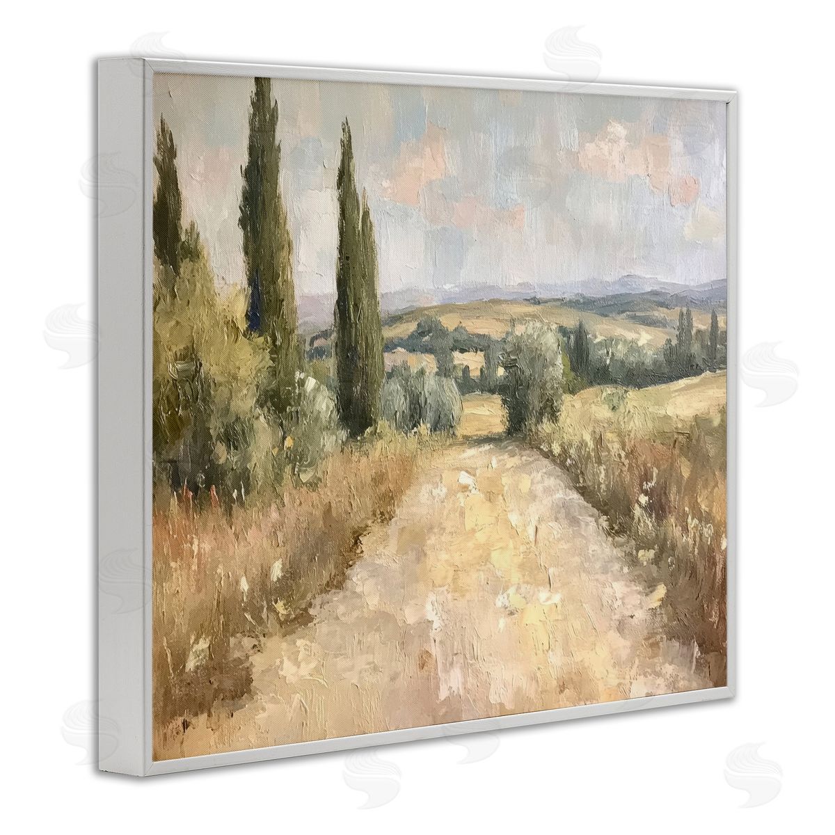 Rural Trail Landscape White Frame Print Wall Art, Home Decor by Petal Prints Design