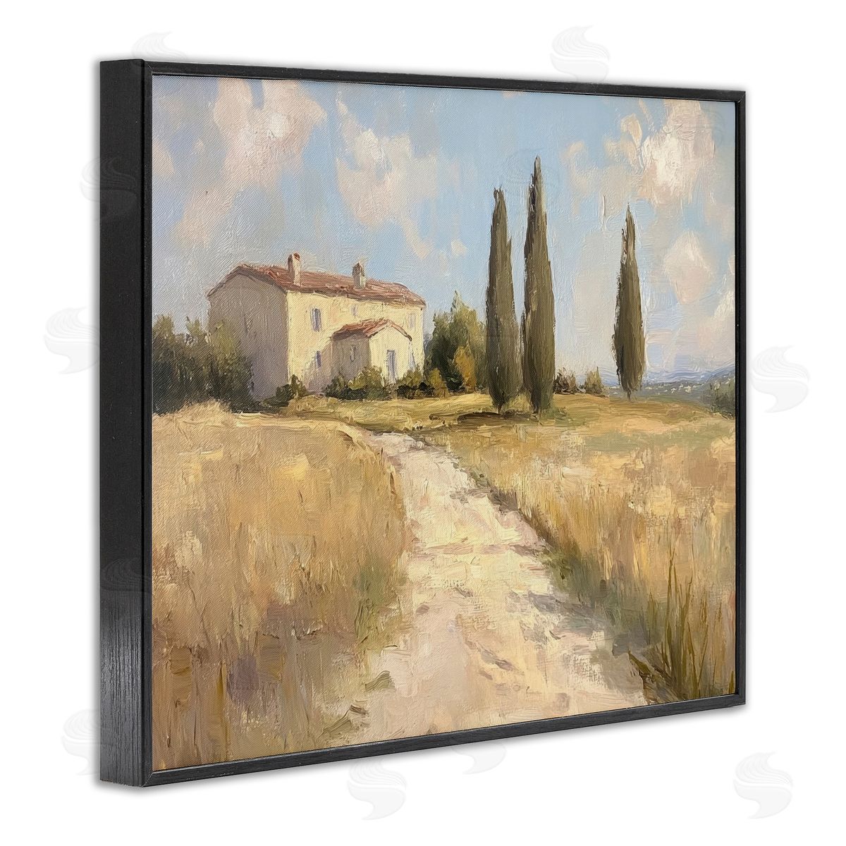 Country Villa Path Black Frame Print Wall Art, Home Decor by Petal Prints Design