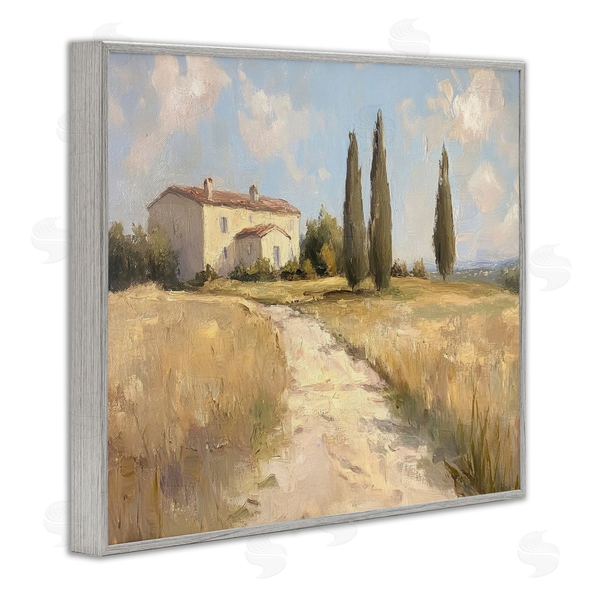 Country Villa Path Grey Frame Print Wall Art, Home Decor by Petal Prints Design