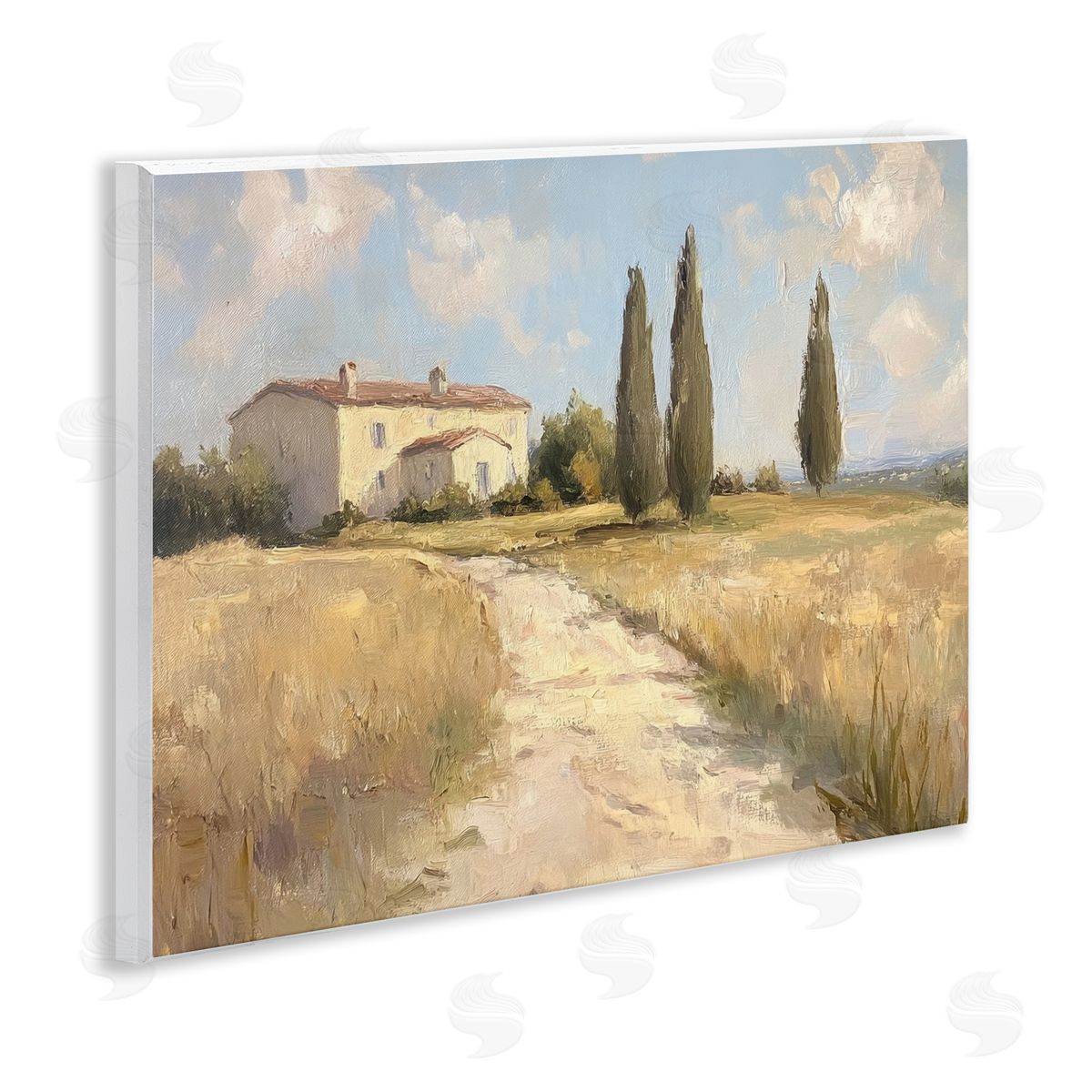 Country Villa Path Wood Plaque Wall Art, Home Decor by Petal Prints Design