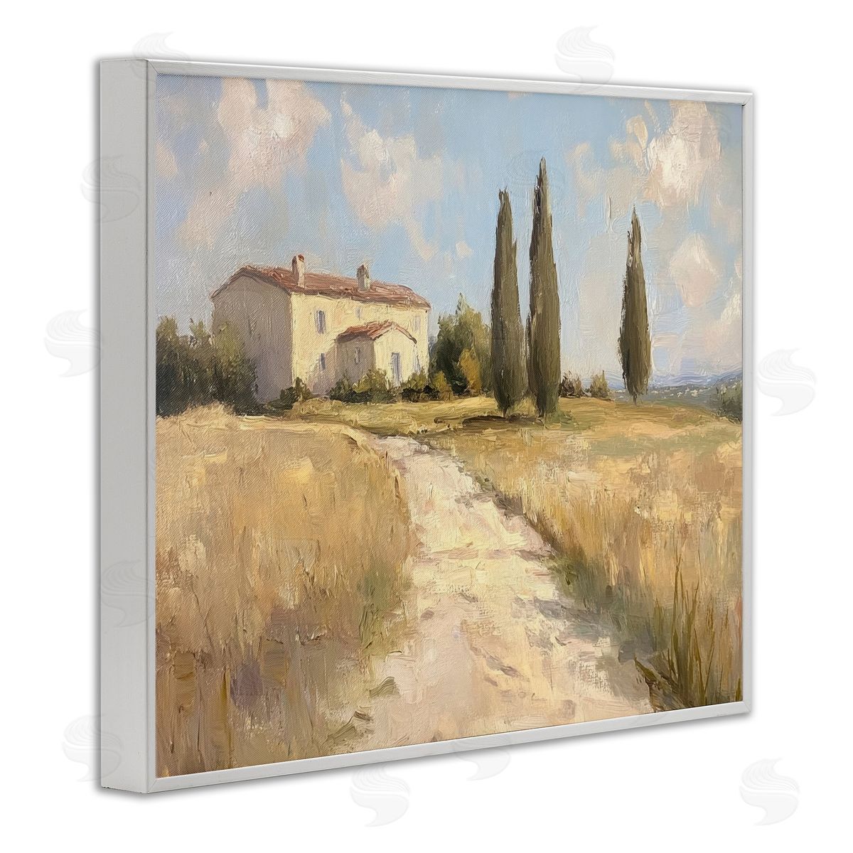 Country Villa Path White Frame Print Wall Art, Home Decor by Petal Prints Design