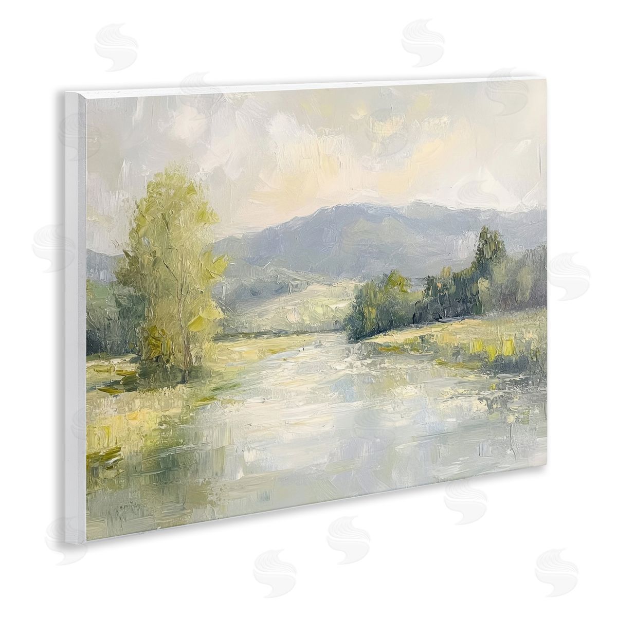 Abstract River & Mountain Scene Wood Plaque Wall Art, Home Decor by Petal Prints Design