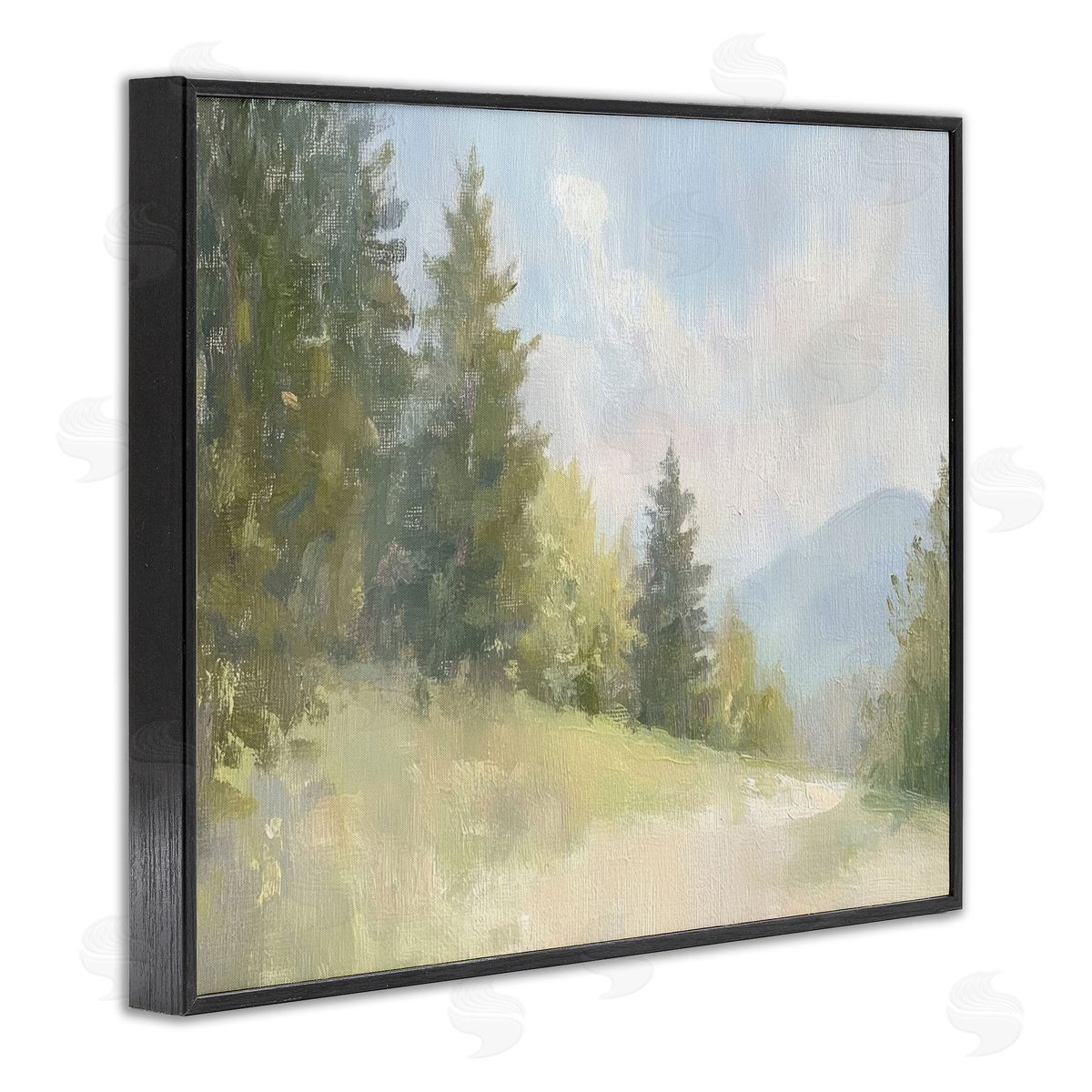 Meadow Of Green Landscape Black Frame Print Wall Art, Home Decor by Petal Prints Design