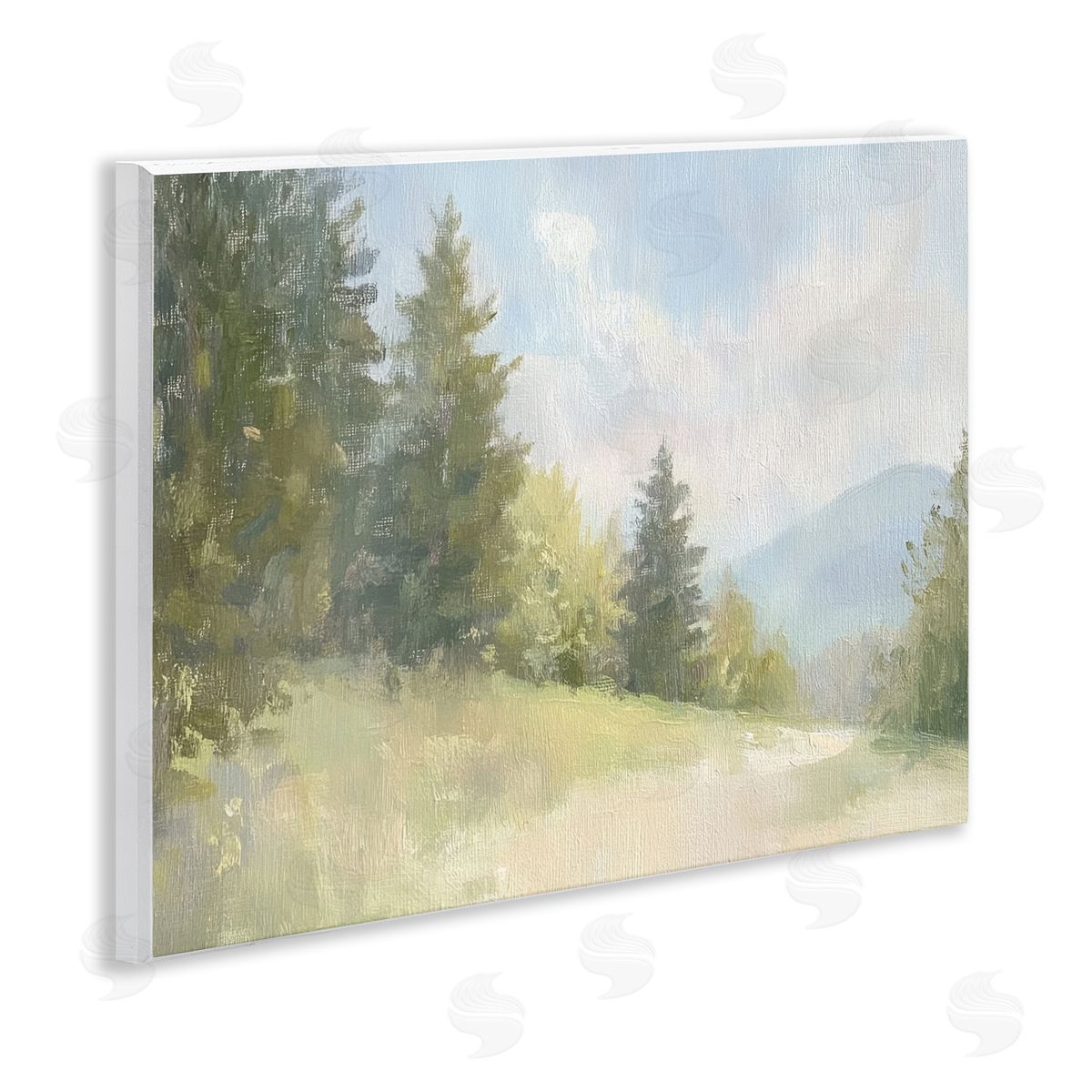 Meadow Of Green Landscape Wood Plaque Wall Art, Home Decor by Petal Prints Design