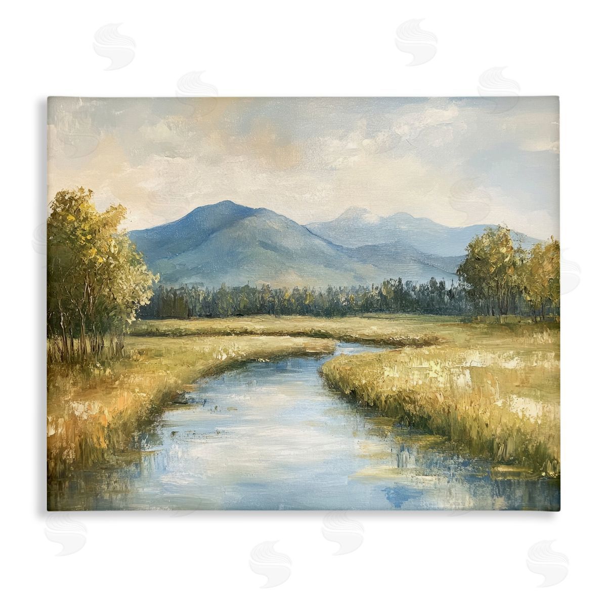 River Bend with Tall Grass Canvas Wall Art, Home Decor by Petal Prints Design