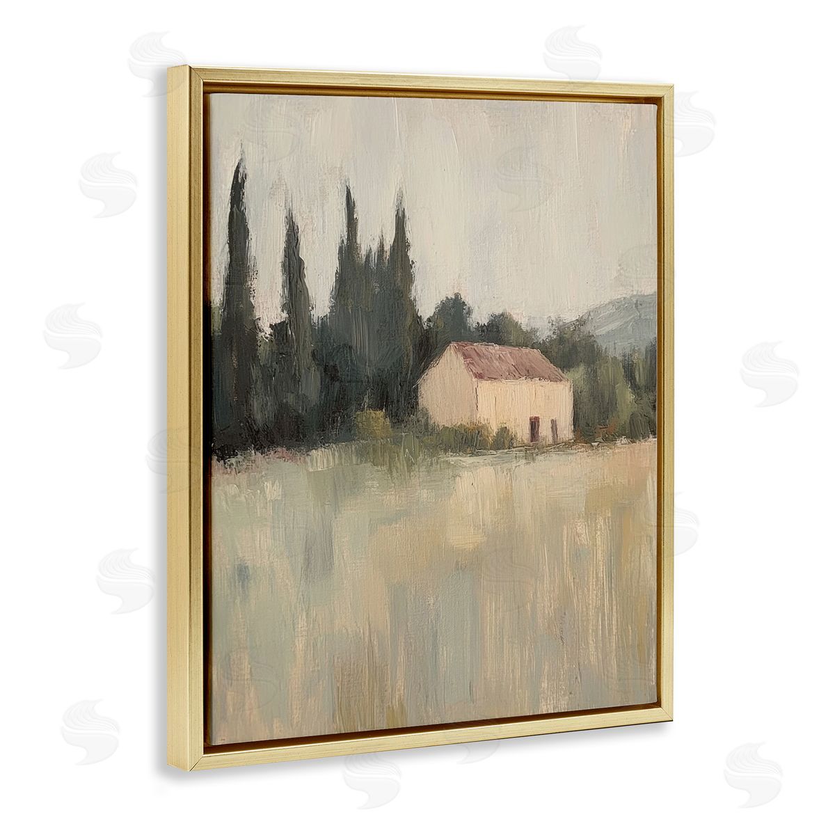 Blended Nature Landscape Gold Floating Frame Canvas Wall Art, Home Decor by Petal Prints Design