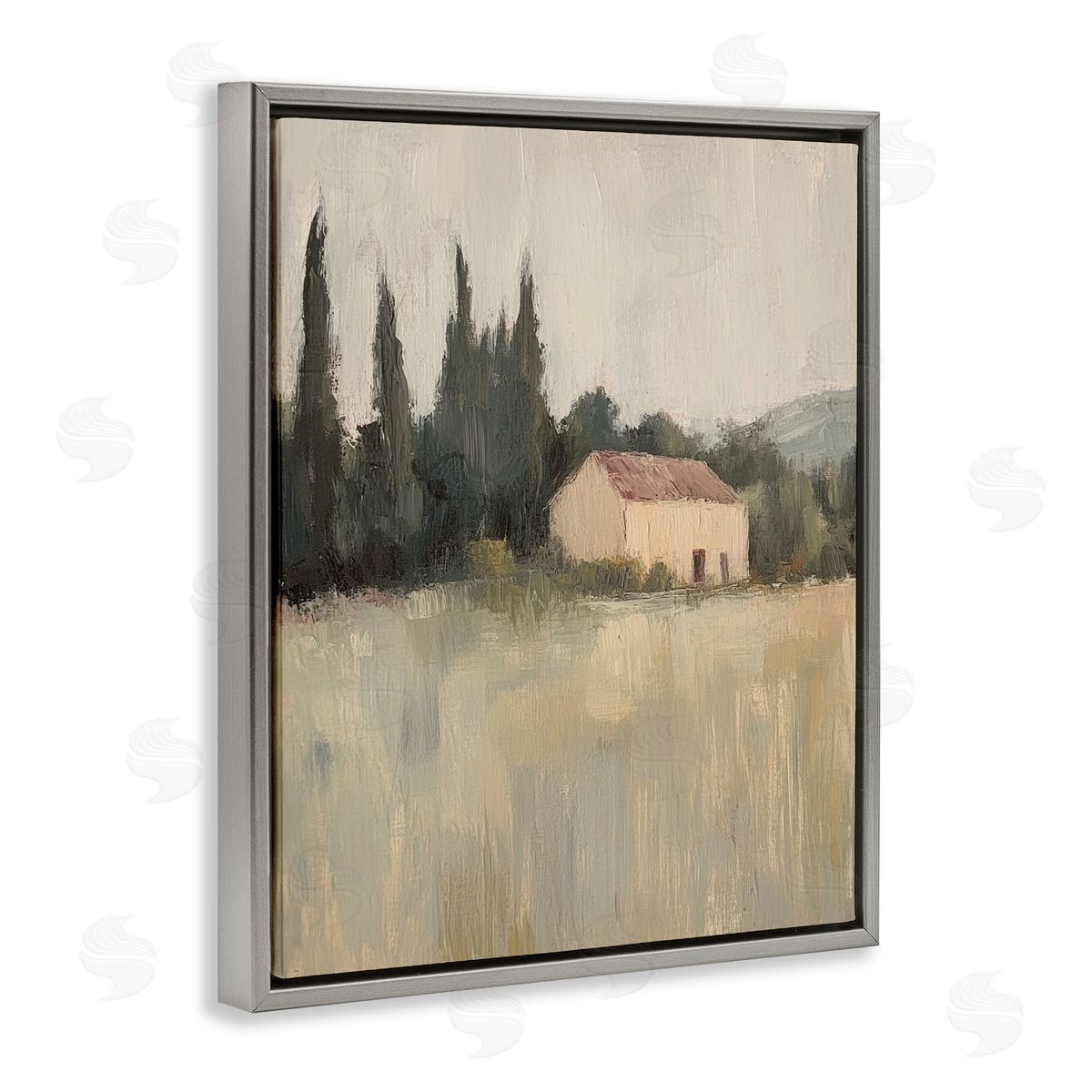 Blended Nature Landscape Grey Floating Frame Canvas Wall Art, Home Decor by Petal Prints Design