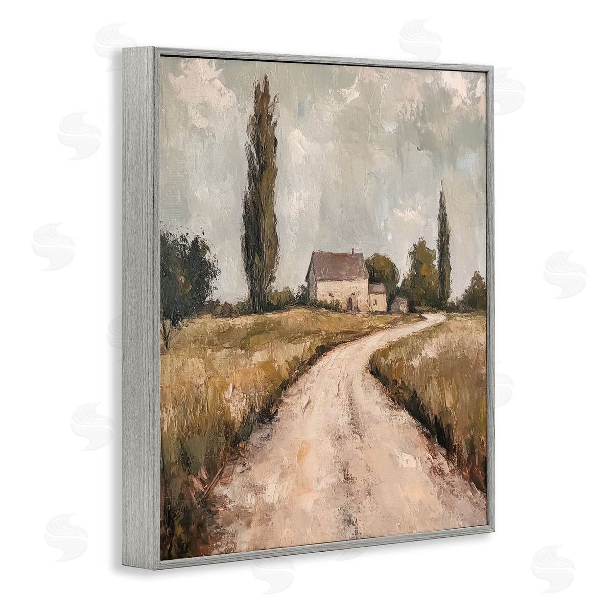 Painterly Quiet Country Grey Frame Print Wall Art, Home Decor by Petal Prints Design