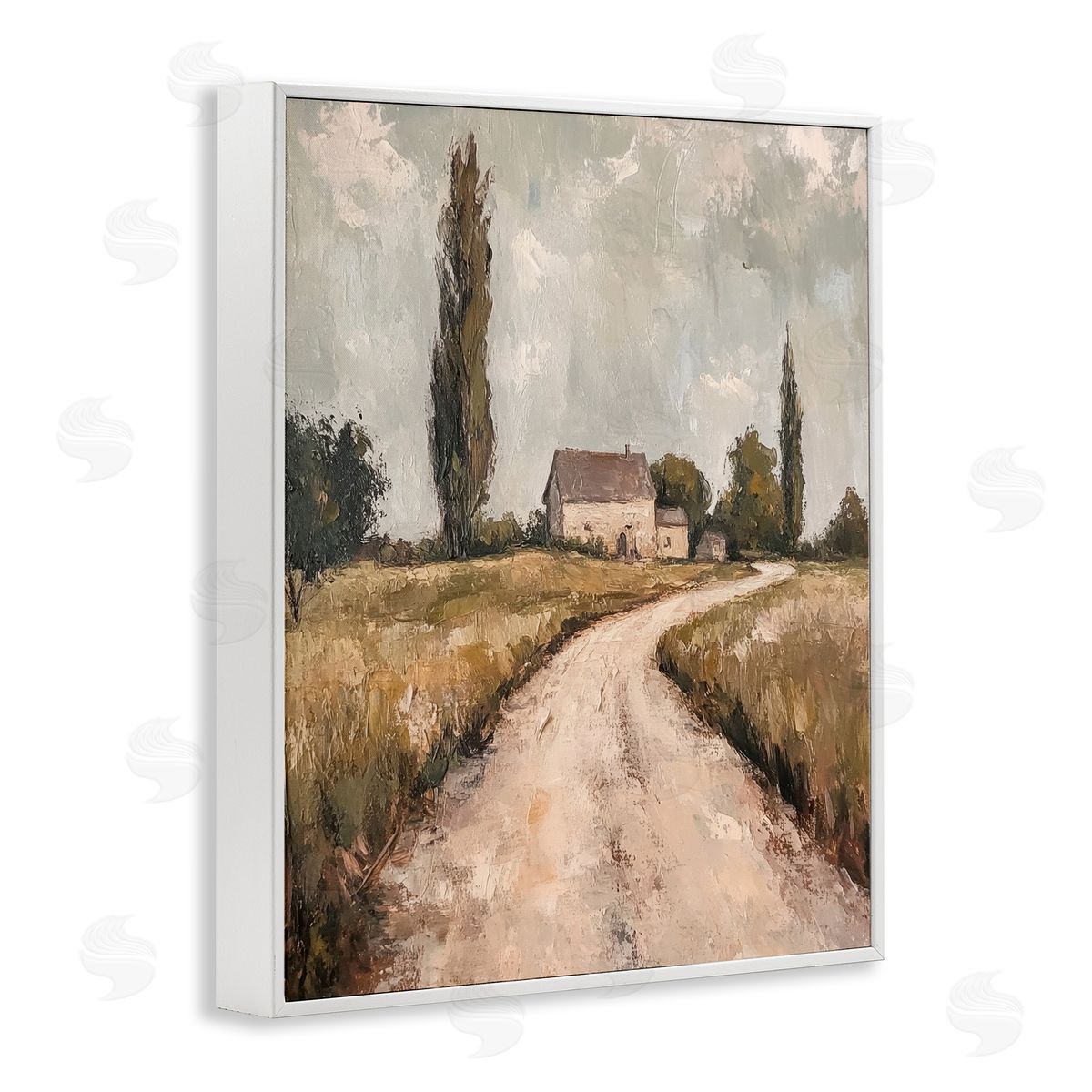 Painterly Quiet Country White Frame Print Wall Art, Home Decor by Petal Prints Design