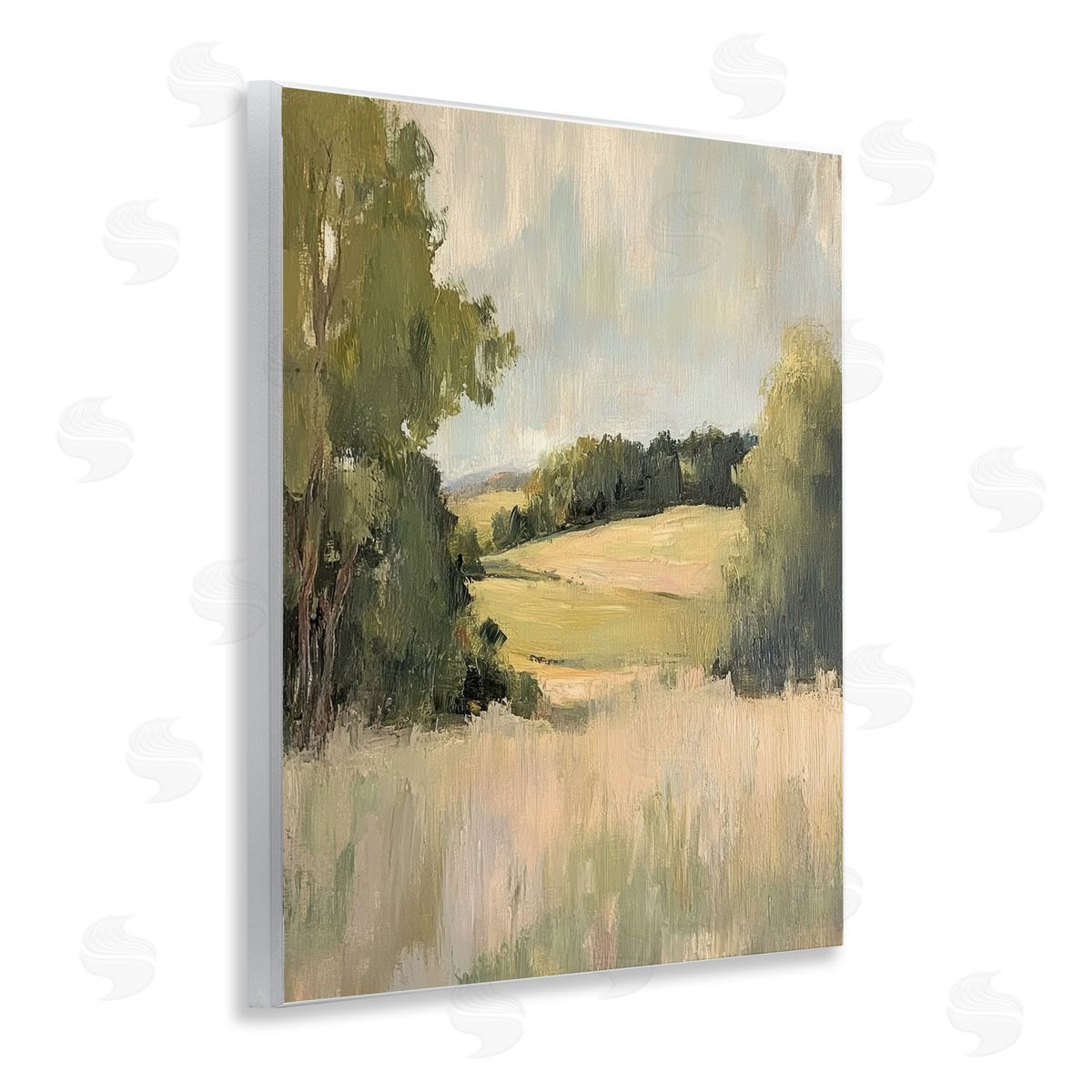 Painterly Green Valley View Wood Plaque Wall Art, Home Decor by Petal Prints Design