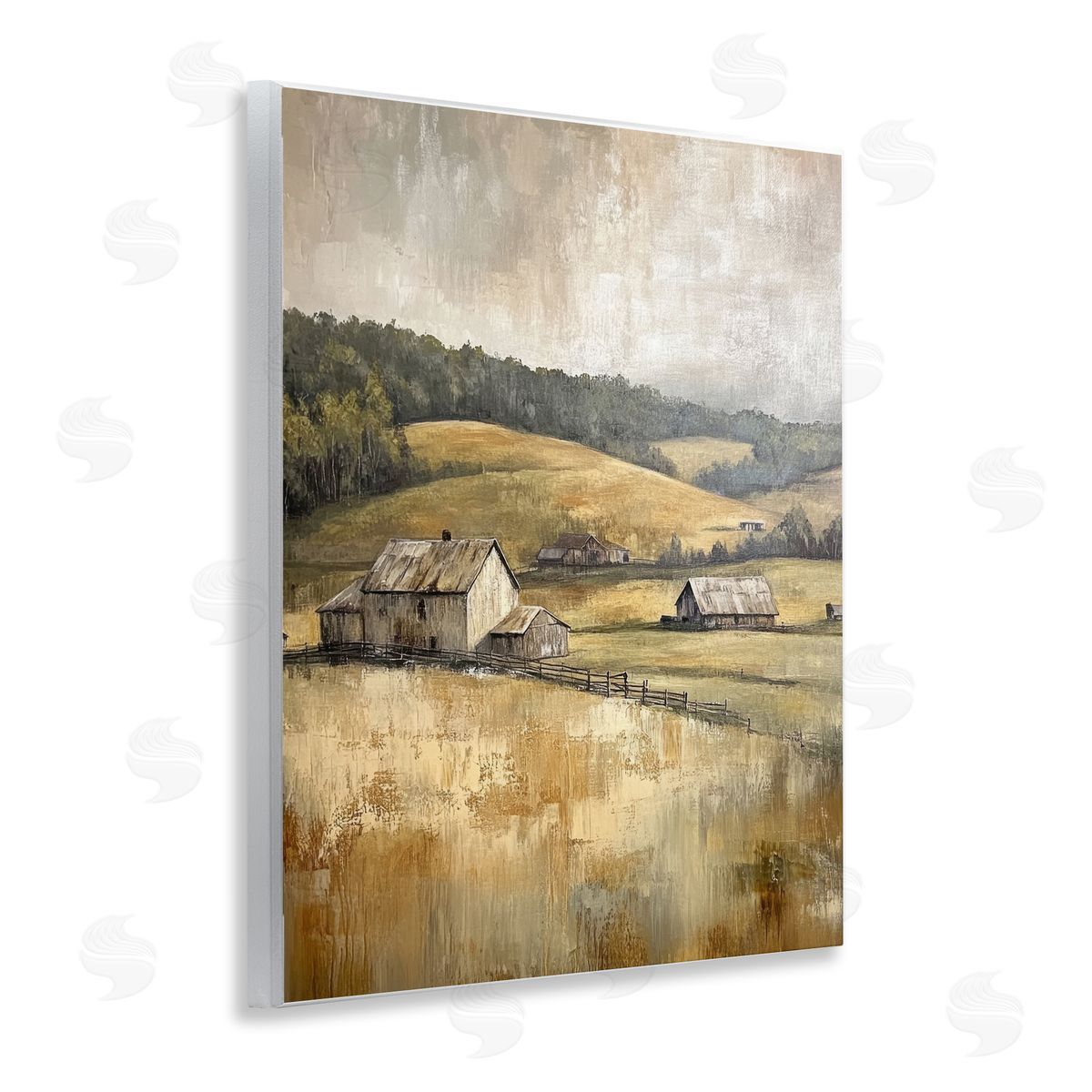 Rustic Farmland & Rolling Hills Wood Plaque Wall Art, Home Decor by Petal Prints Design