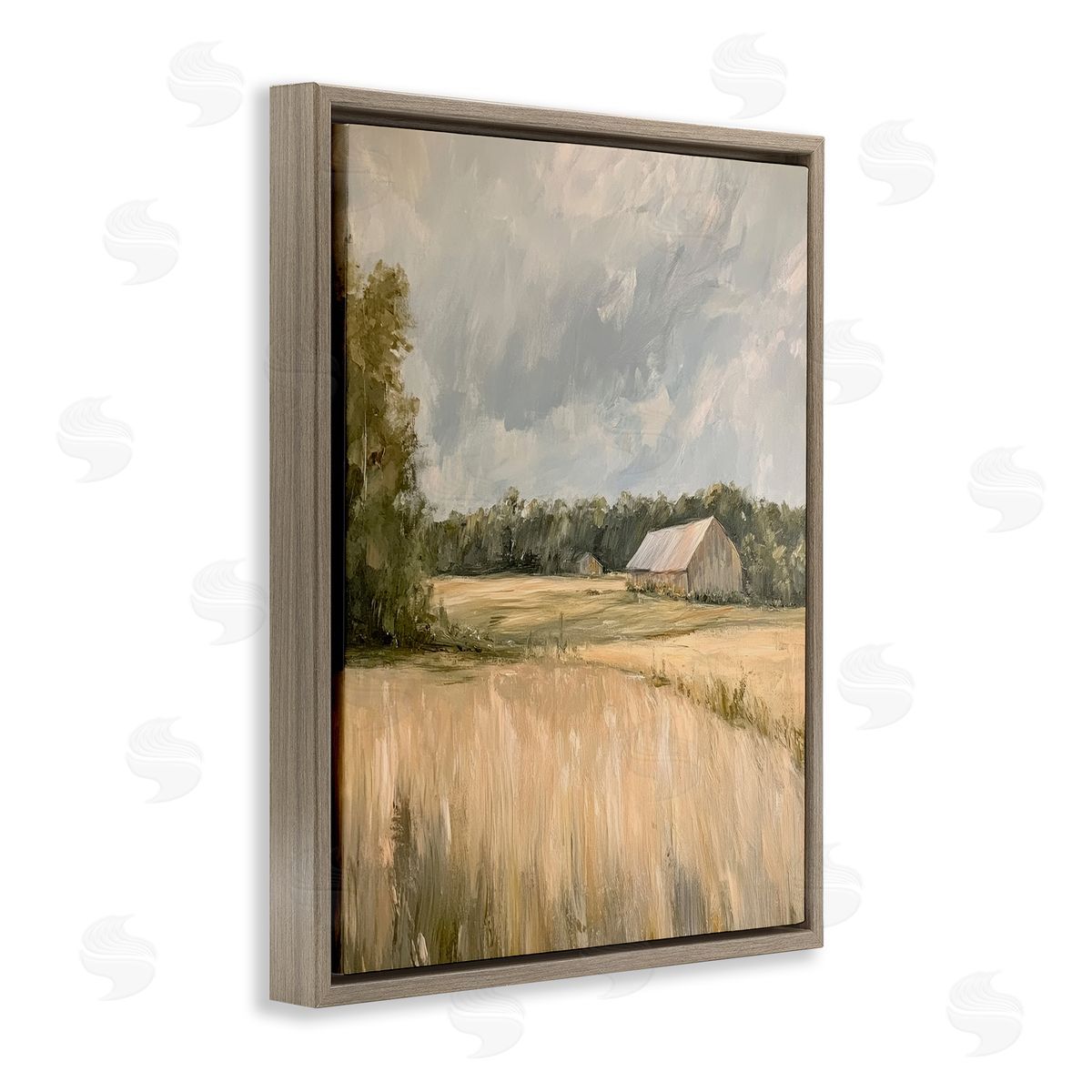 Natural Farm's Wispy Grasses Brown Floating Frame Canvas Wall Art, Home Decor by Petal Prints Design