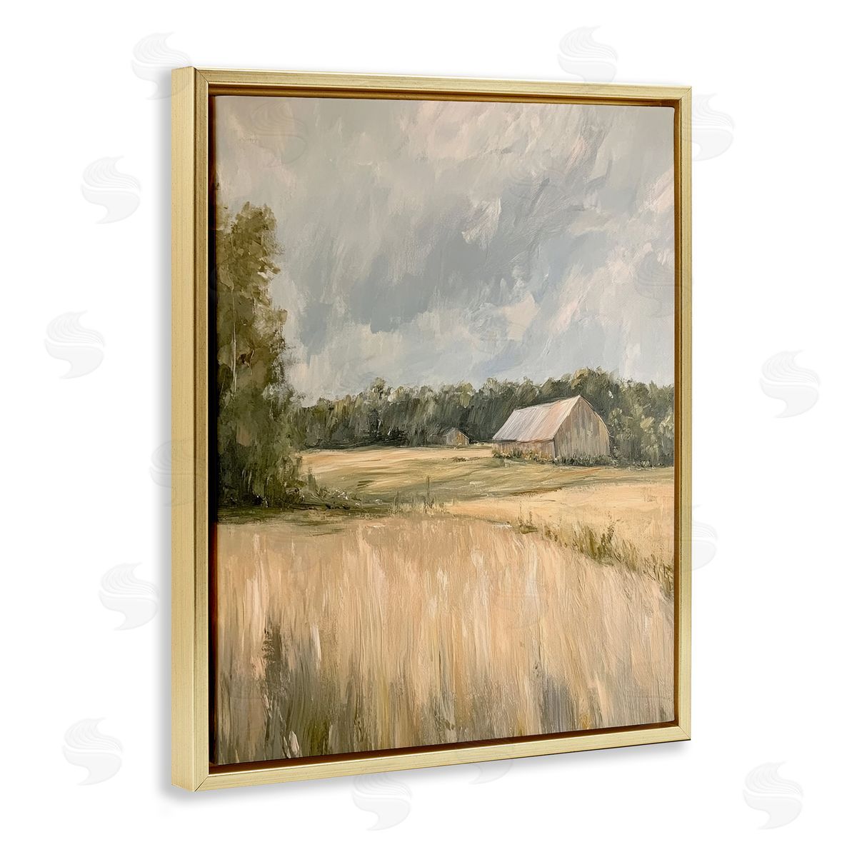 Natural Farm's Wispy Grasses Gold Floating Frame Canvas Wall Art, Home Decor by Petal Prints Design