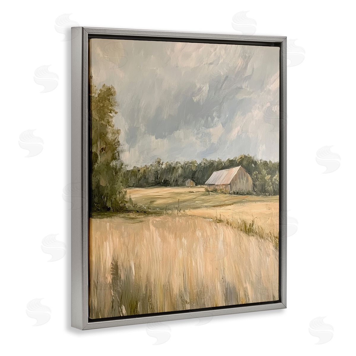 Natural Farm's Wispy Grasses Grey Floating Frame Canvas Wall Art, Home Decor by Petal Prints Design