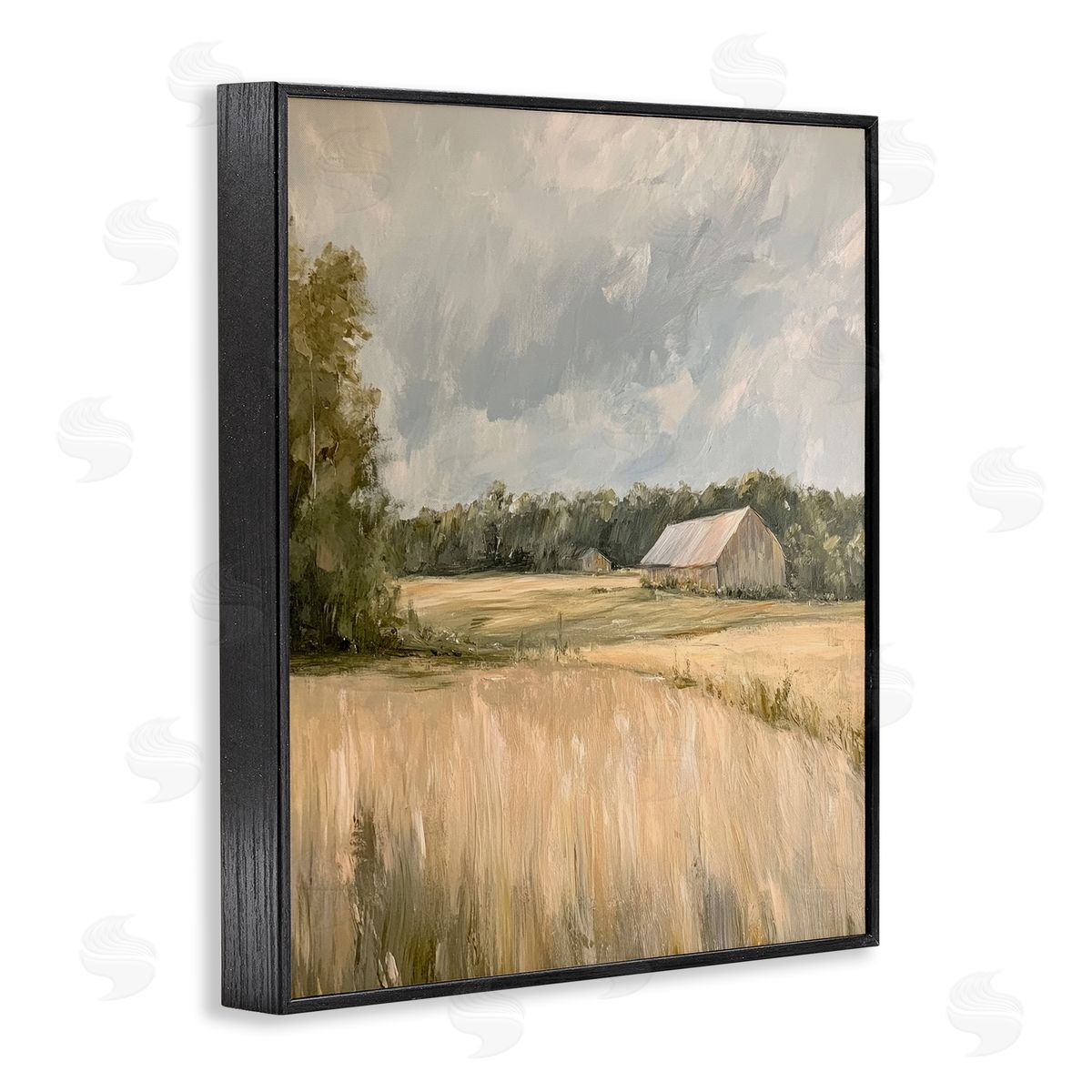 Natural Farm's Wispy Grasses Black Frame Print Wall Art, Home Decor by Petal Prints Design