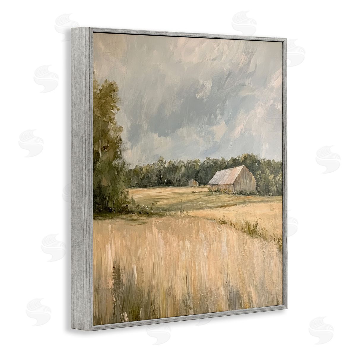 Natural Farm's Wispy Grasses Grey Frame Print Wall Art, Home Decor by Petal Prints Design