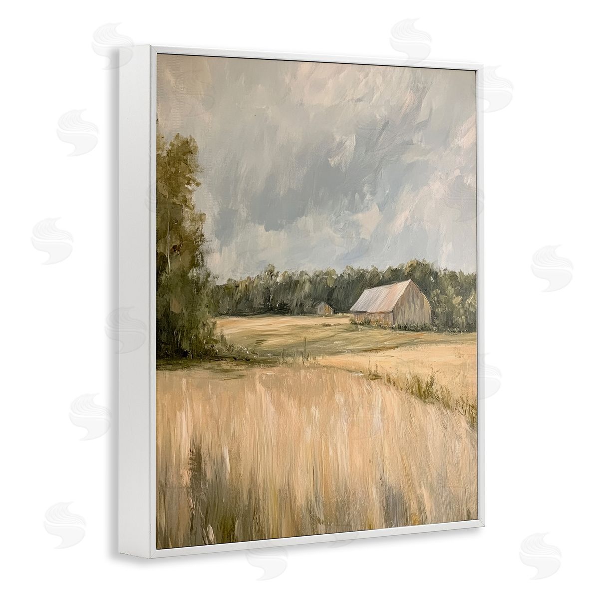 Natural Farm's Wispy Grasses White Frame Print Wall Art, Home Decor by Petal Prints Design