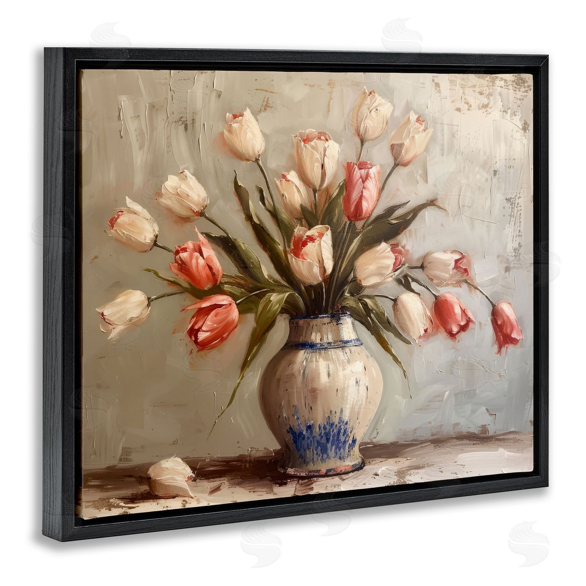 Quiet Spring Tulips Black Floating Frame Canvas Wall Art, Home Decor by Arlington Prints