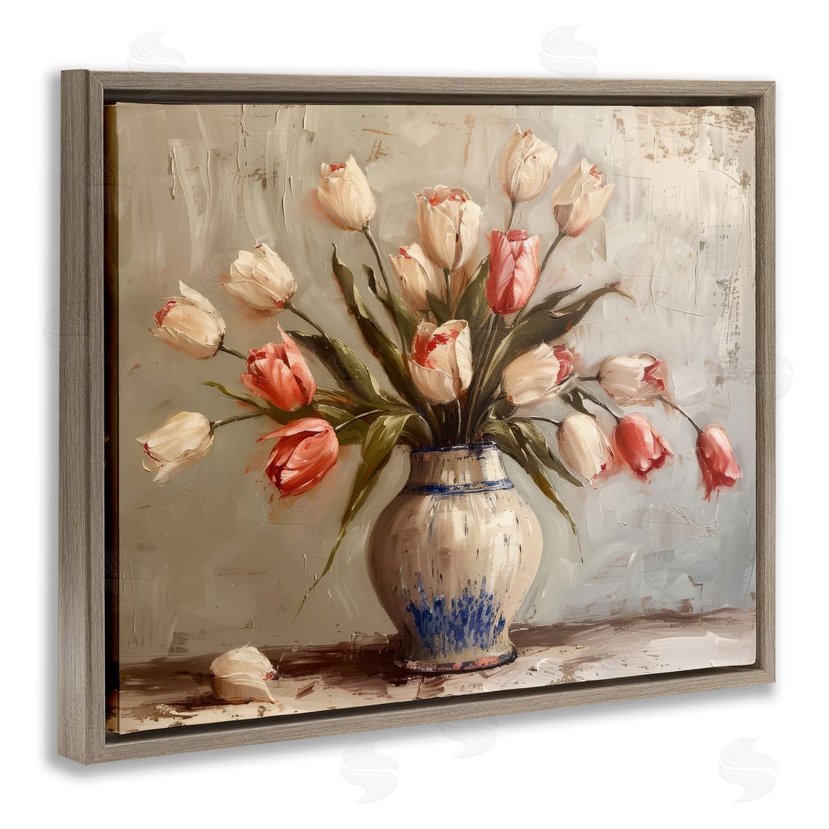Quiet Spring Tulips Brown Floating Frame Canvas Wall Art, Home Decor by Arlington Prints