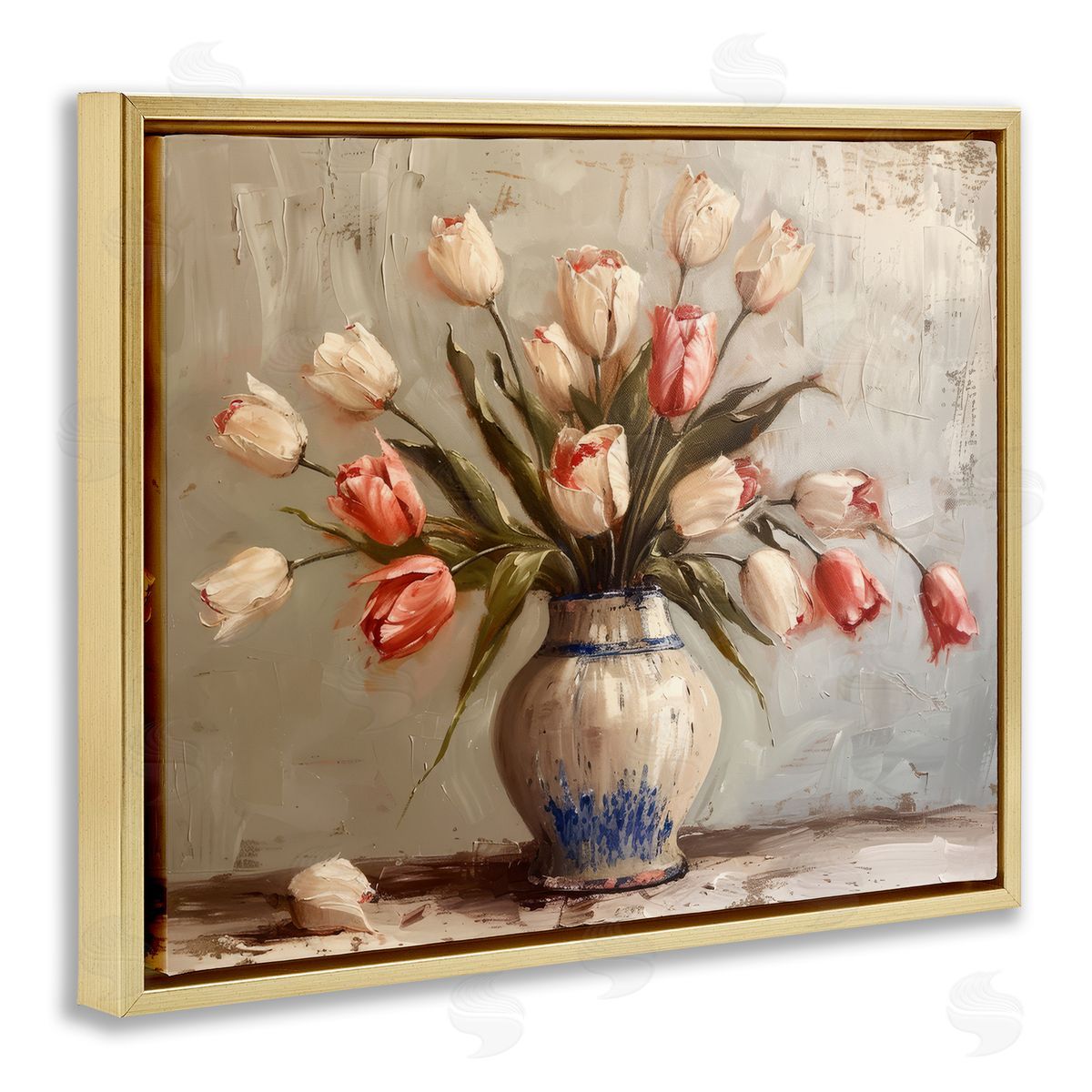 Quiet Spring Tulips Gold Floating Frame Canvas Wall Art, Home Decor by Arlington Prints