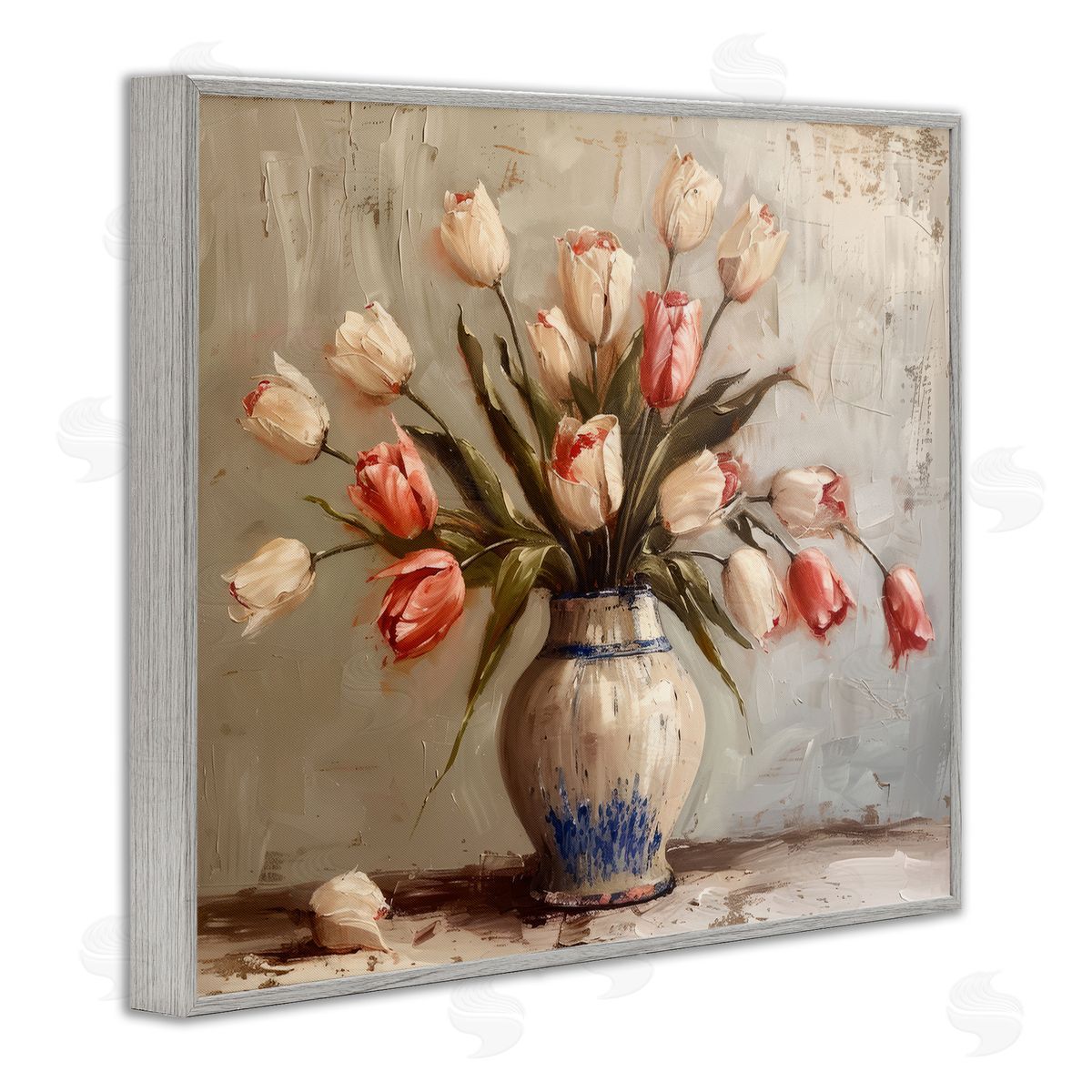 Quiet Spring Tulips Grey Frame Print Wall Art, Home Decor by Arlington Prints