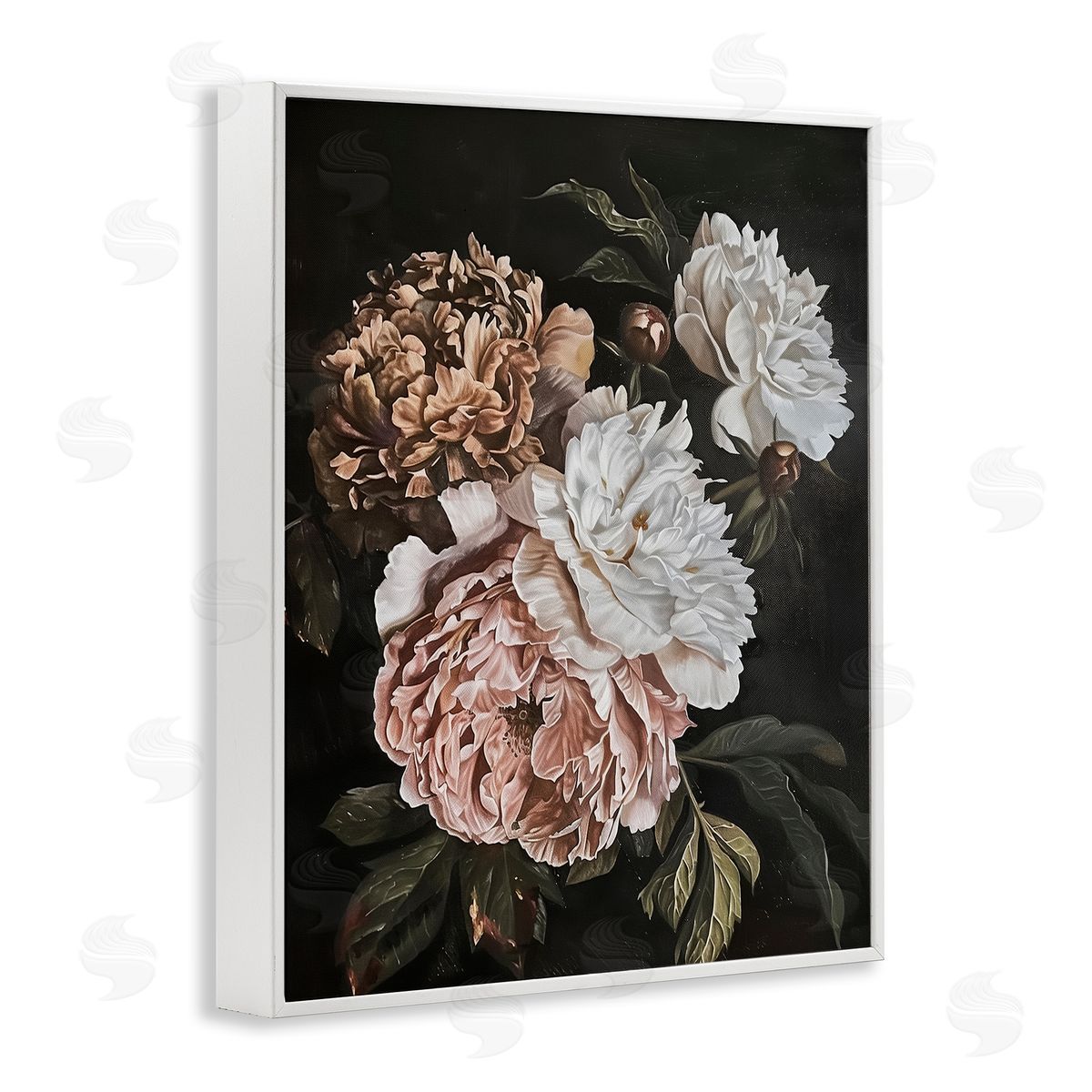 Moody Peonies on Black White Frame Print Wall Art, Home Decor by Arlington Prints