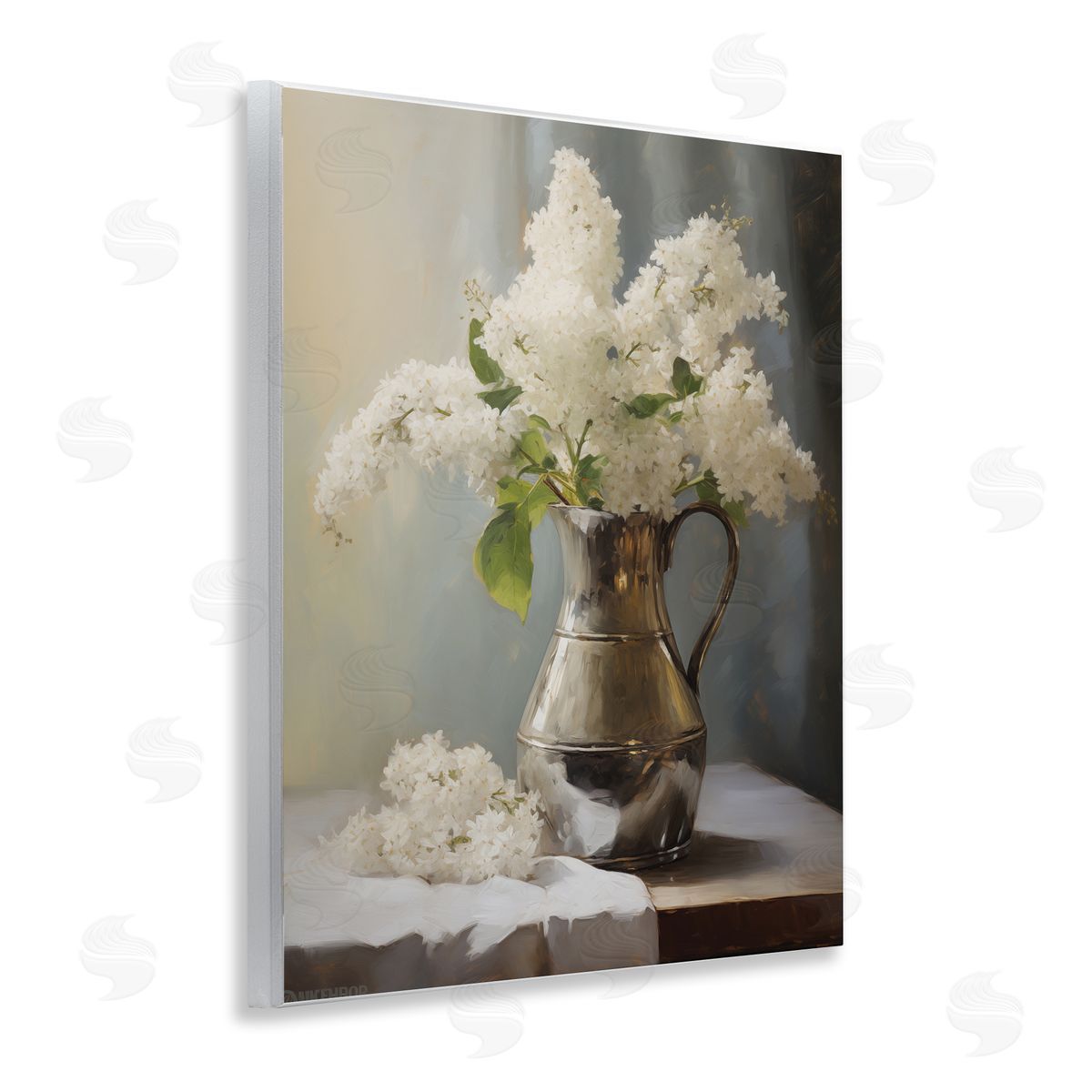 White Lilacs Still Life Wood Plaque Wall Art, Home Decor by Arlington Prints