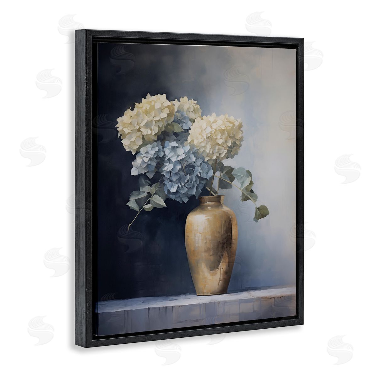 Subtle Hydrangeas in Vase Black Floating Frame Canvas Wall Art, Home Decor by Arlington Prints