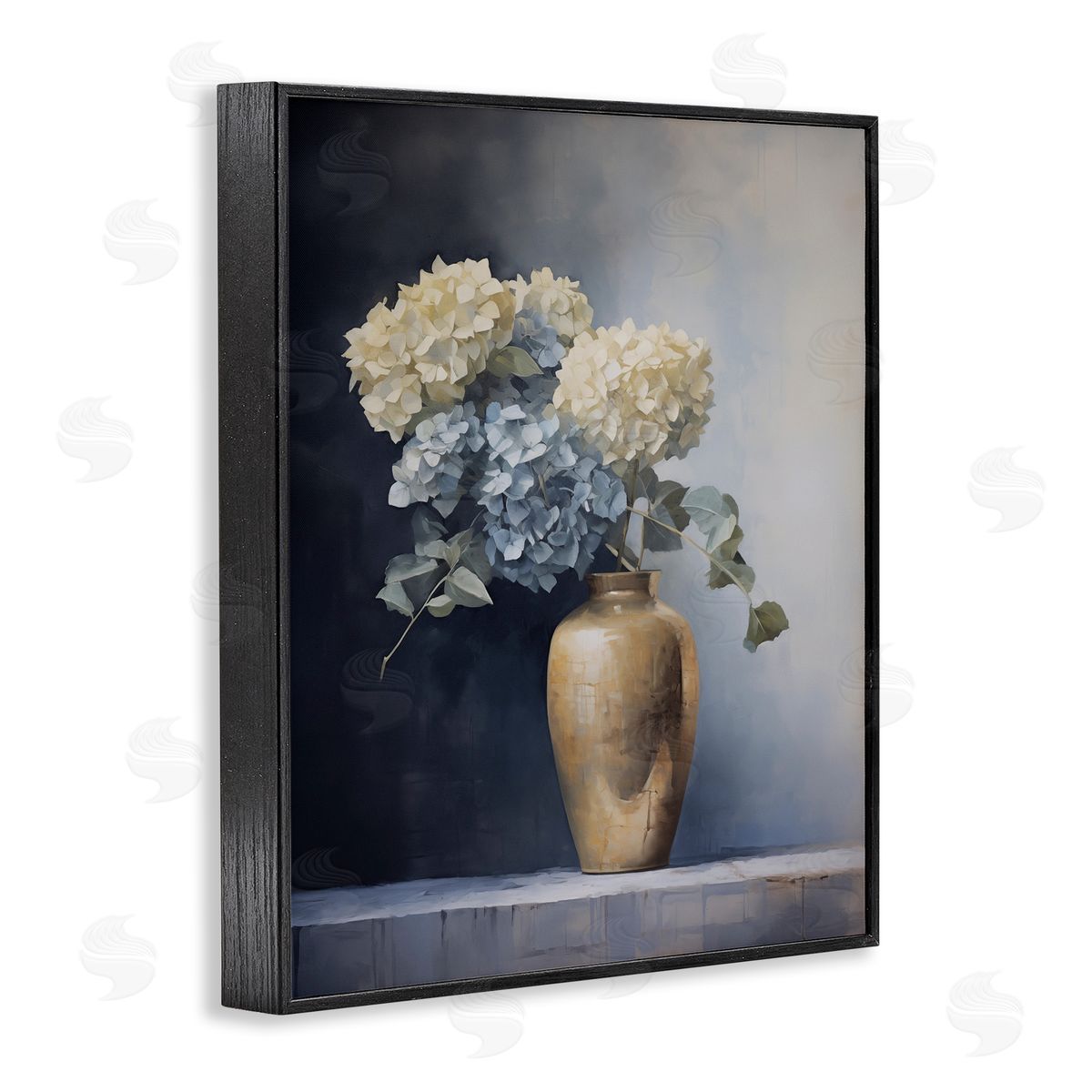 Subtle Hydrangeas in Vase Black Frame Print Wall Art, Home Decor by Arlington Prints