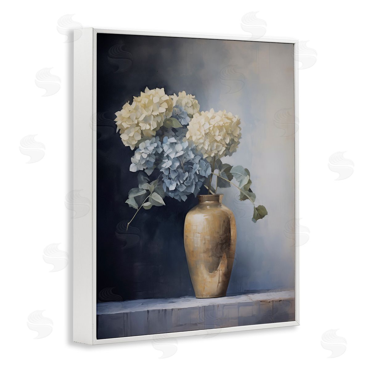 Subtle Hydrangeas in Vase White Frame Print Wall Art, Home Decor by Arlington Prints