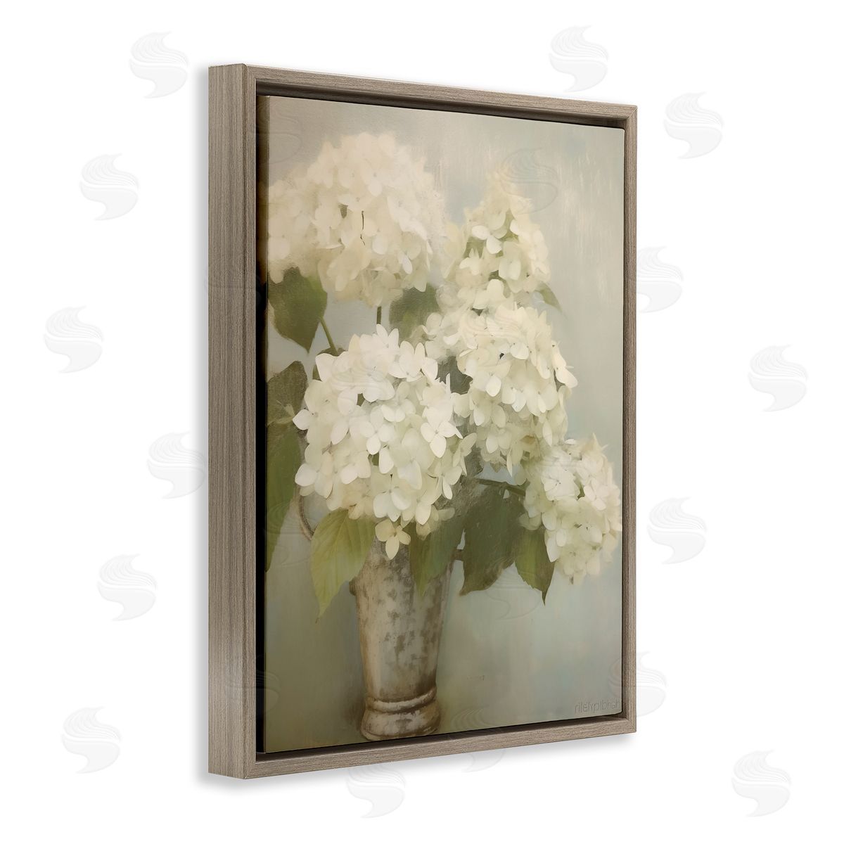Faded Country Hydrangeas Brown Floating Frame Canvas Wall Art, Home Decor by Arlington Prints