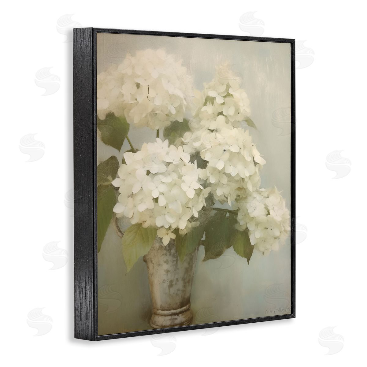 Faded Country Hydrangeas Black Frame Print Wall Art, Home Decor by Arlington Prints