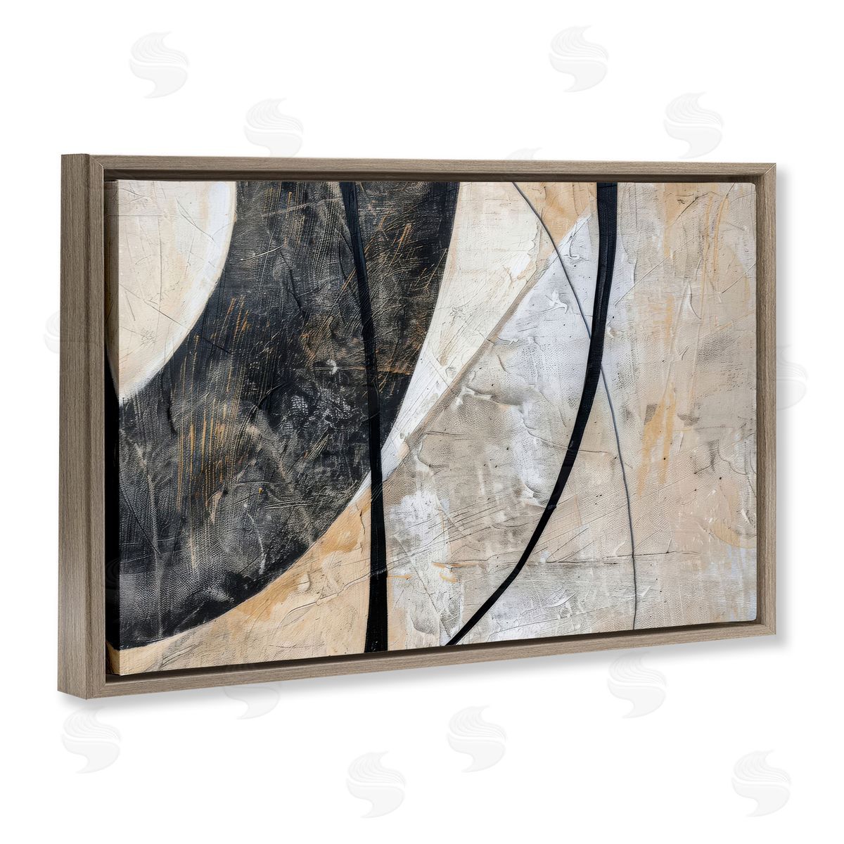 Arched Urban Abstract Brown Floating Frame Canvas Wall Art, Home Decor by LSR Creative Studio