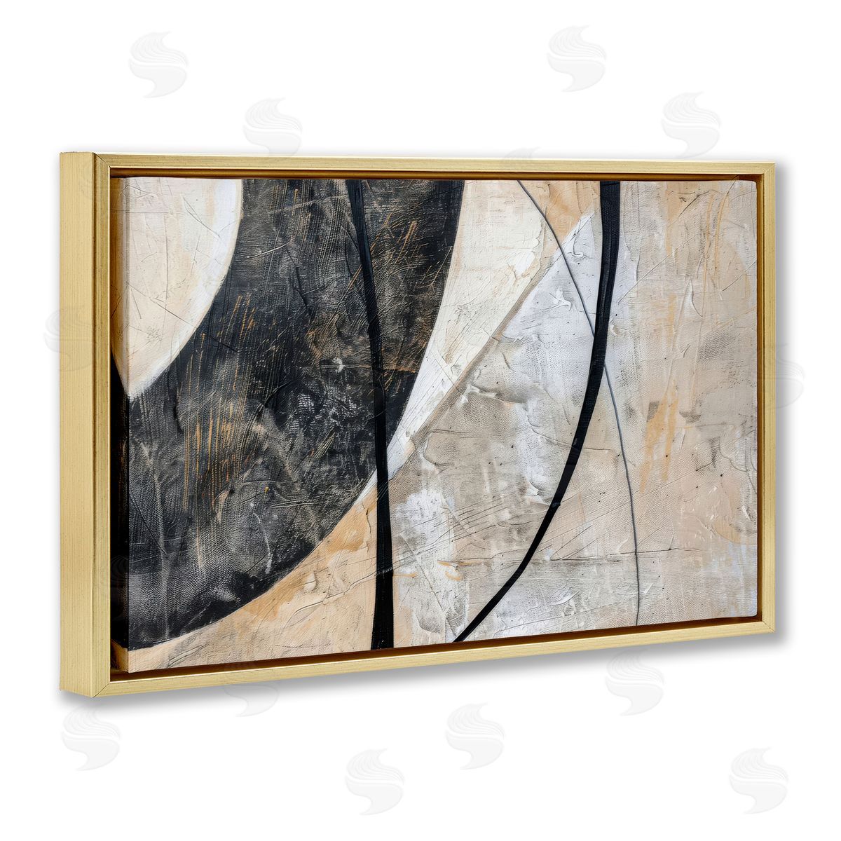 Arched Urban Abstract Gold Floating Frame Canvas Wall Art, Home Decor by LSR Creative Studio