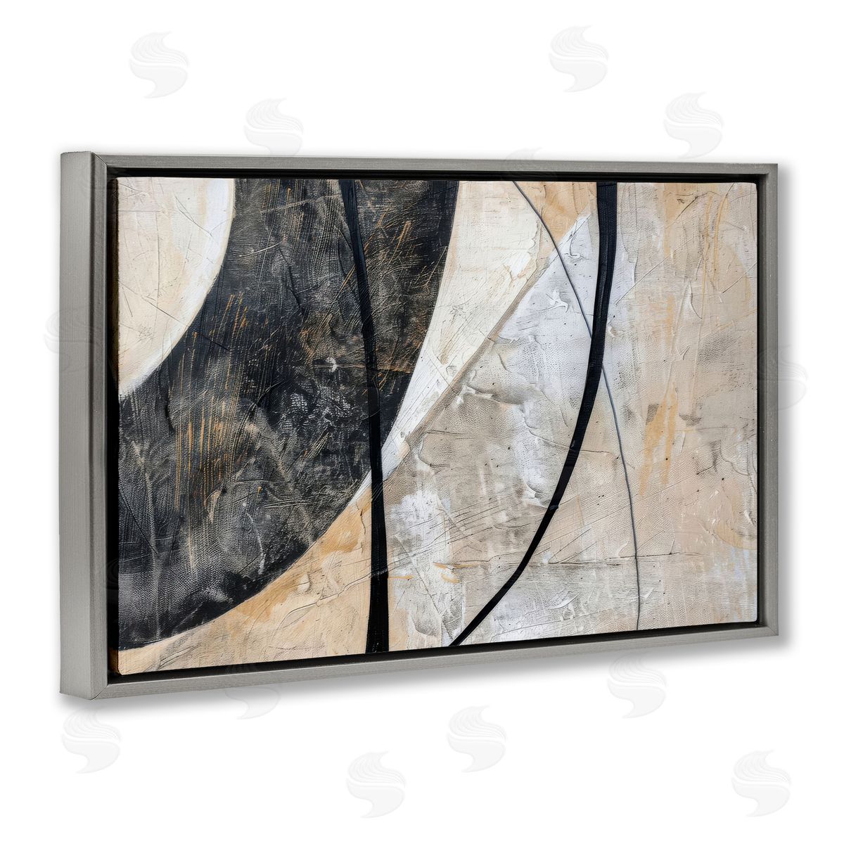 Arched Urban Abstract Grey Floating Frame Canvas Wall Art, Home Decor by LSR Creative Studio