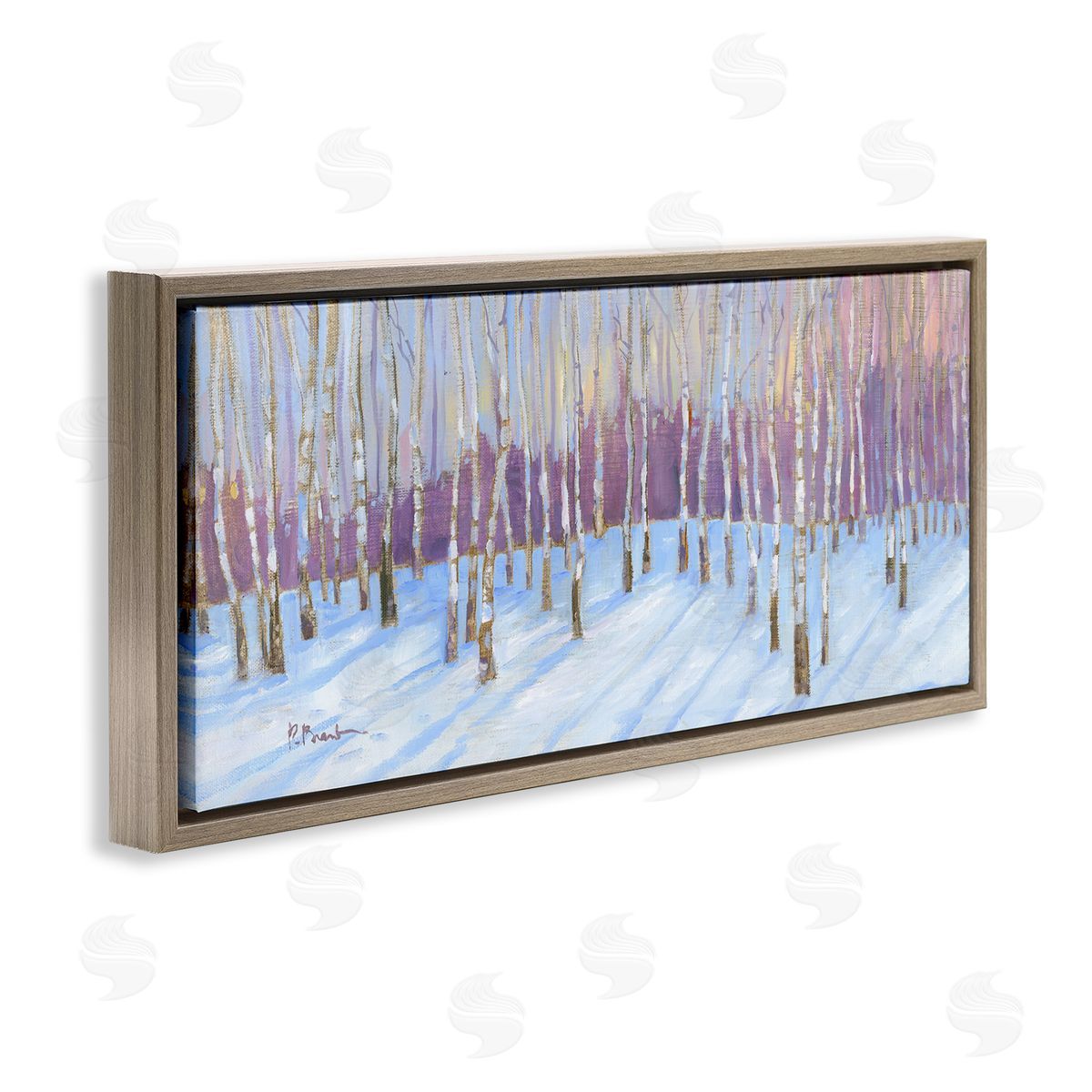 Niveous Birch Tree Grove Brown Floating Frame Canvas Wall Art, Home Decor by Paul Brent