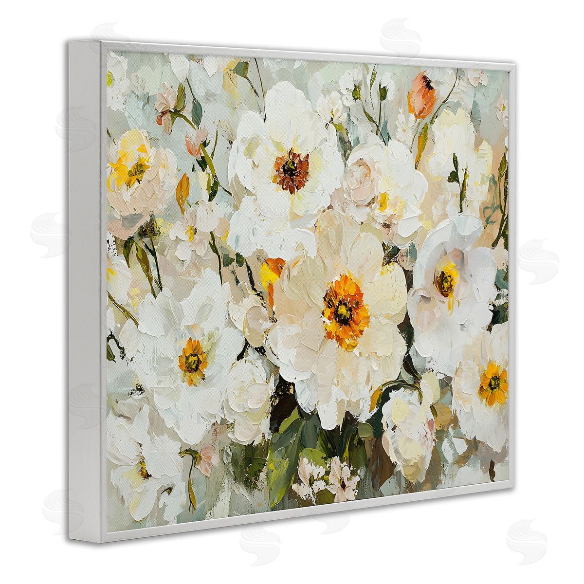 Porcelain Flowers Bundle White Frame Print Wall Art, Home Decor by Franklyn Gregory