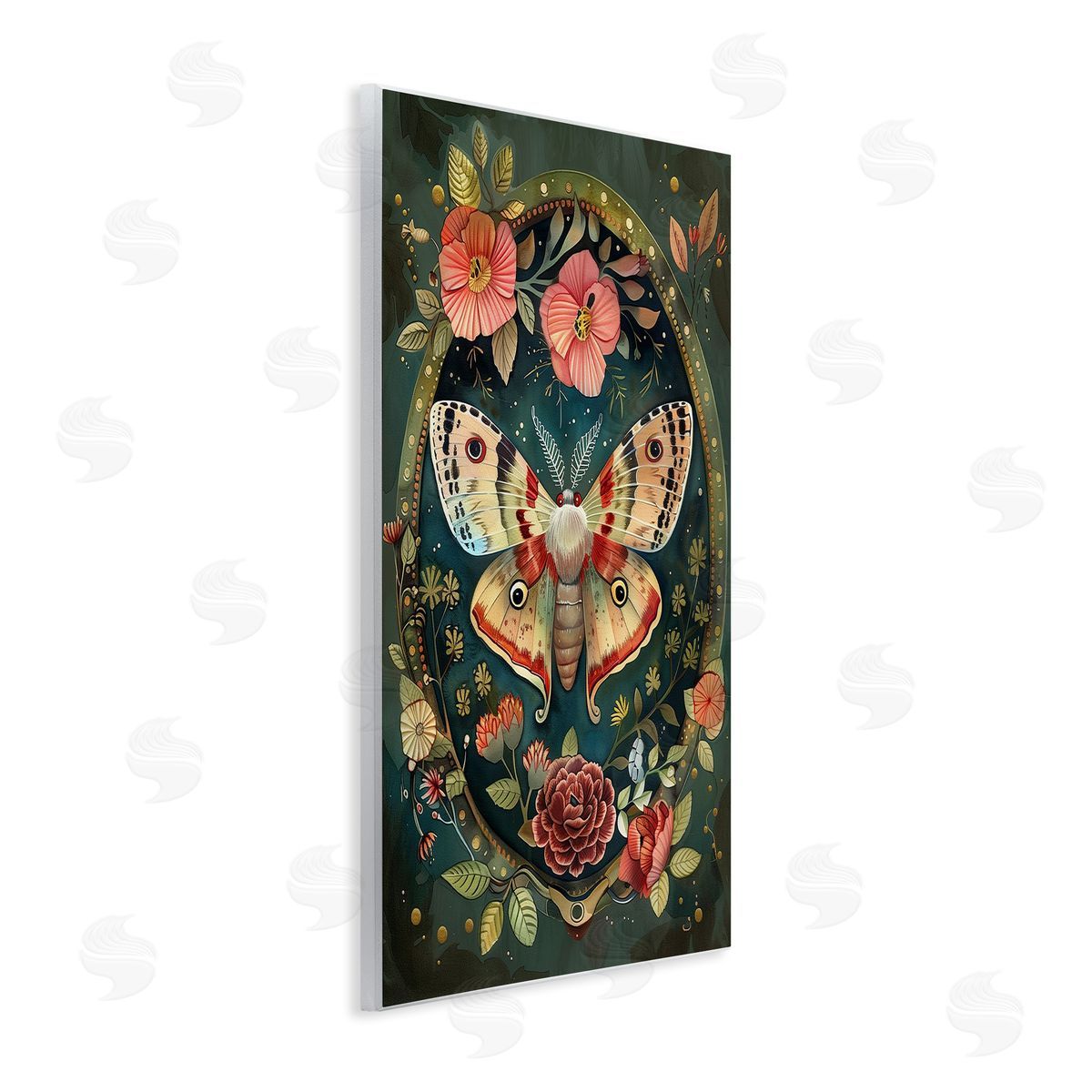 Victorian Moth & Florals Wood Plaque Wall Art, Home Decor by The Dutch Lady