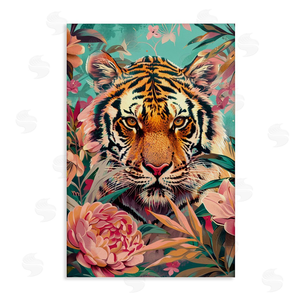 Fierce Tiger In Waiting Canvas Wall Art, Home Decor by LSR Design Studio