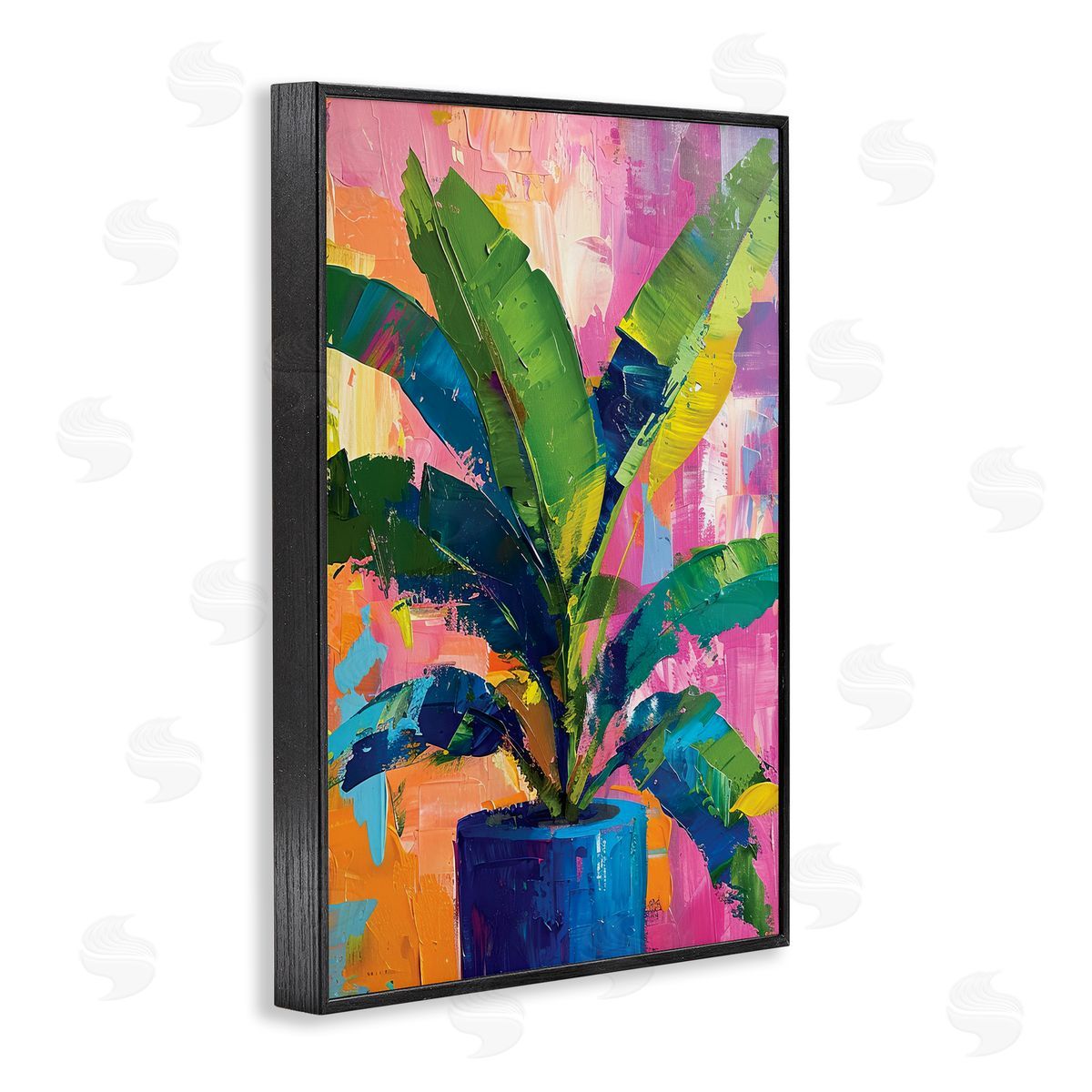 Modern Bright House Plant Black Frame Print Wall Art, Home Decor by LSR Design Studio
