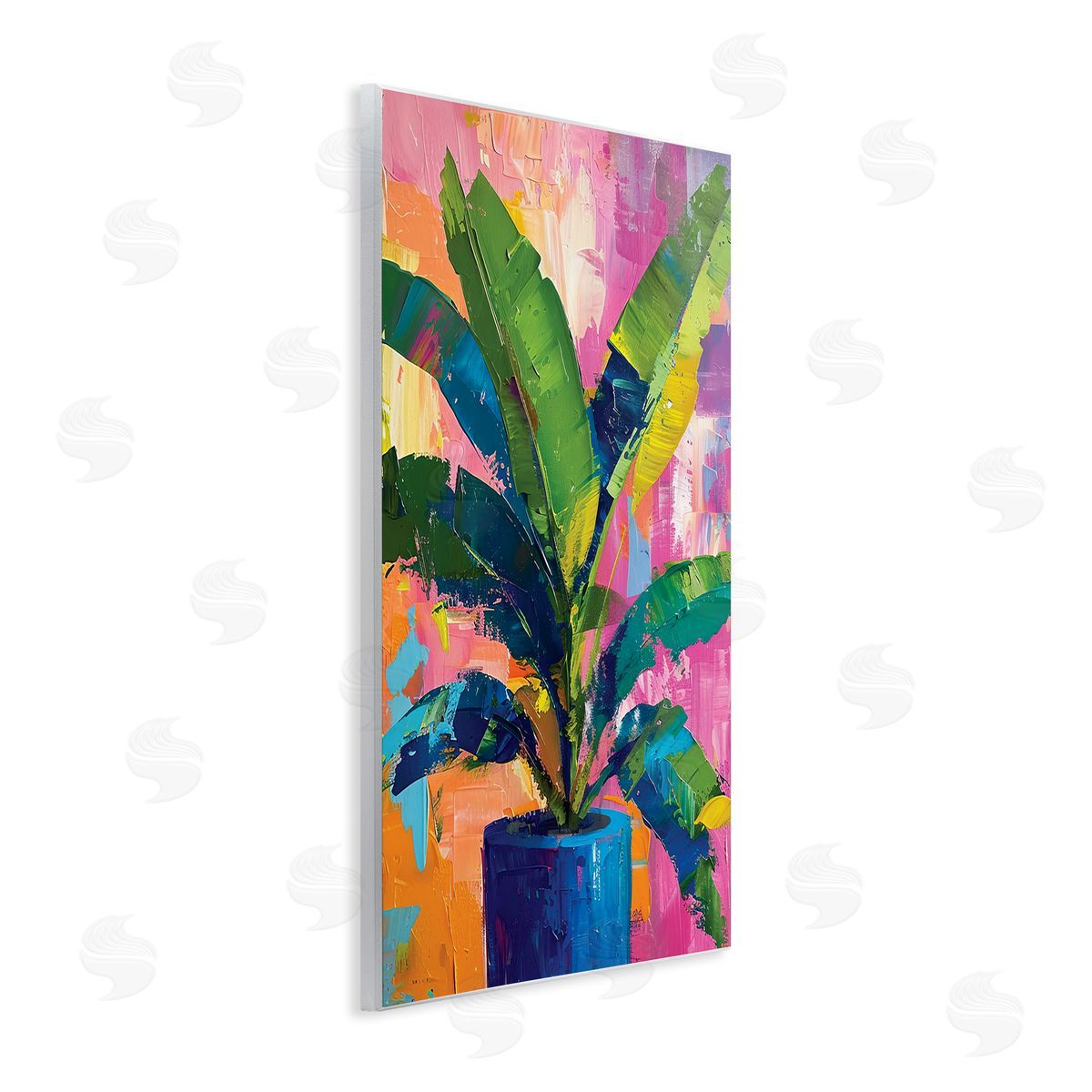 Modern Bright House Plant Wood Plaque Wall Art, Home Decor by LSR Design Studio