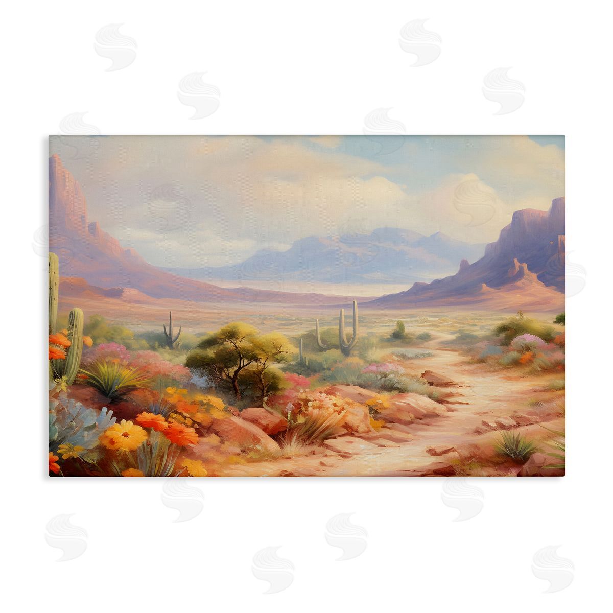 Flower Lined Desert Path Canvas Wall Art, Home Decor by Franklyn Gregory