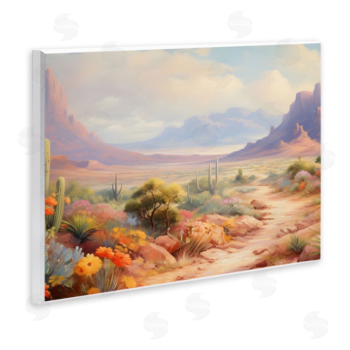 Flower Lined Desert Path Wood Plaque Wall Art, Home Decor by Franklyn Gregory