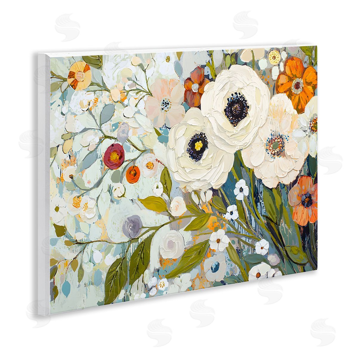 Blooming Round Flowers Arrangement Wood Plaque Wall Art, Home Decor by Franklyn Gregory