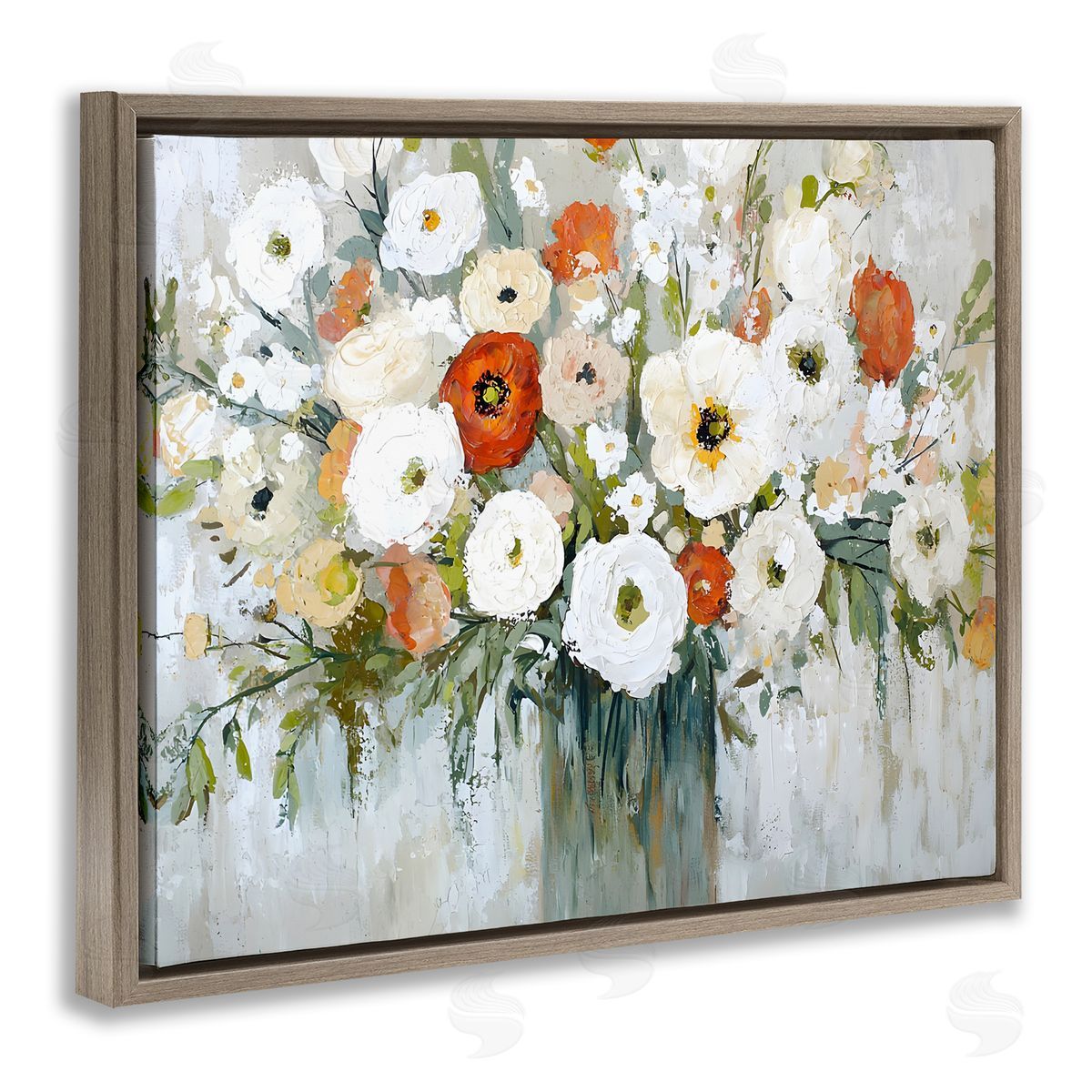 Ivory & Ruby Bouquet Brown Floating Frame Canvas Wall Art, Home Decor by Franklyn Gregory