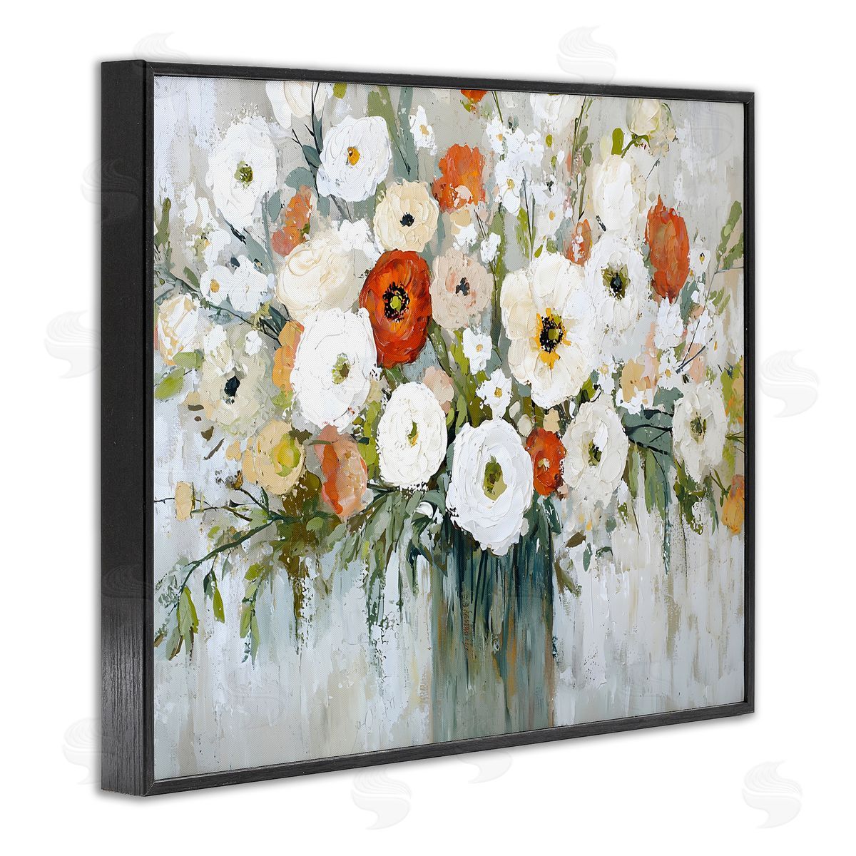 Ivory & Ruby Bouquet Black Frame Print Wall Art, Home Decor by Franklyn Gregory