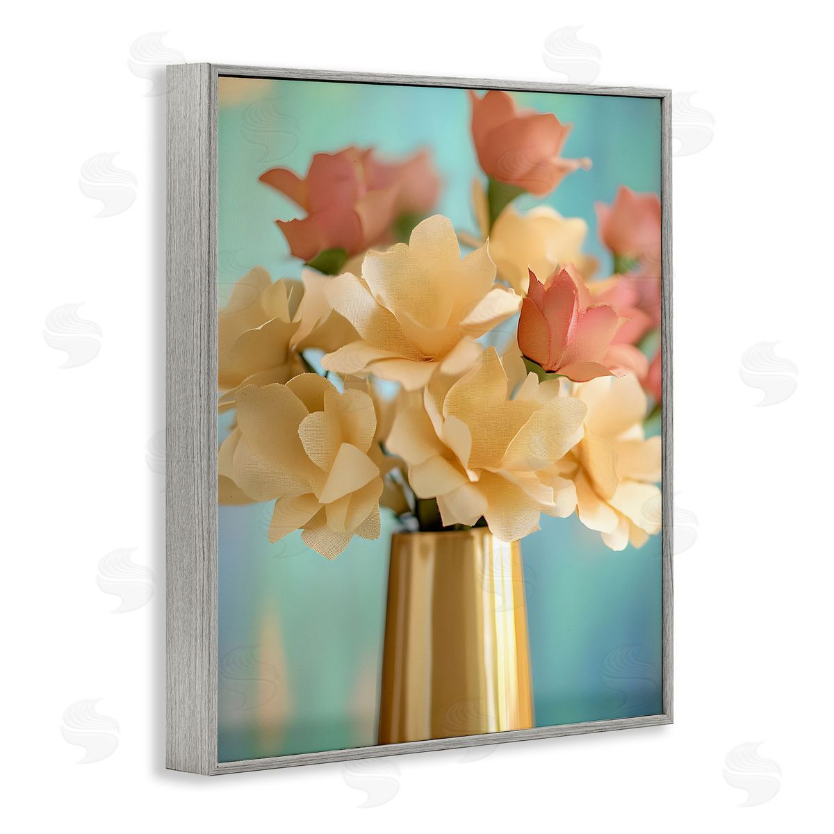 Modern Day Floral Bouquet Grey Frame Print Wall Art, Home Decor by Franklyn Gregory
