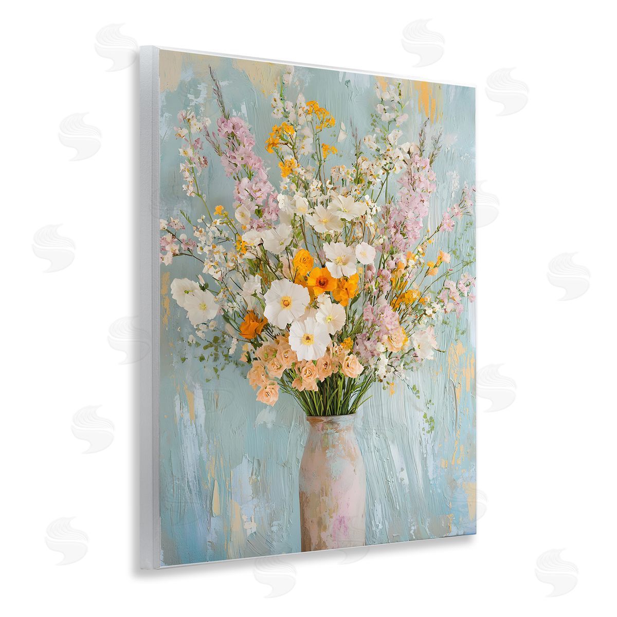 Orange & White Flower Arrangement Wood Plaque Wall Art, Home Decor by Franklyn Gregory
