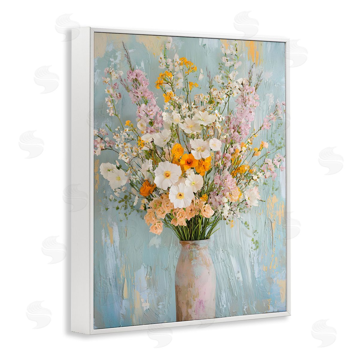 Orange & White Flower Arrangement White Frame Print Wall Art, Home Decor by Franklyn Gregory