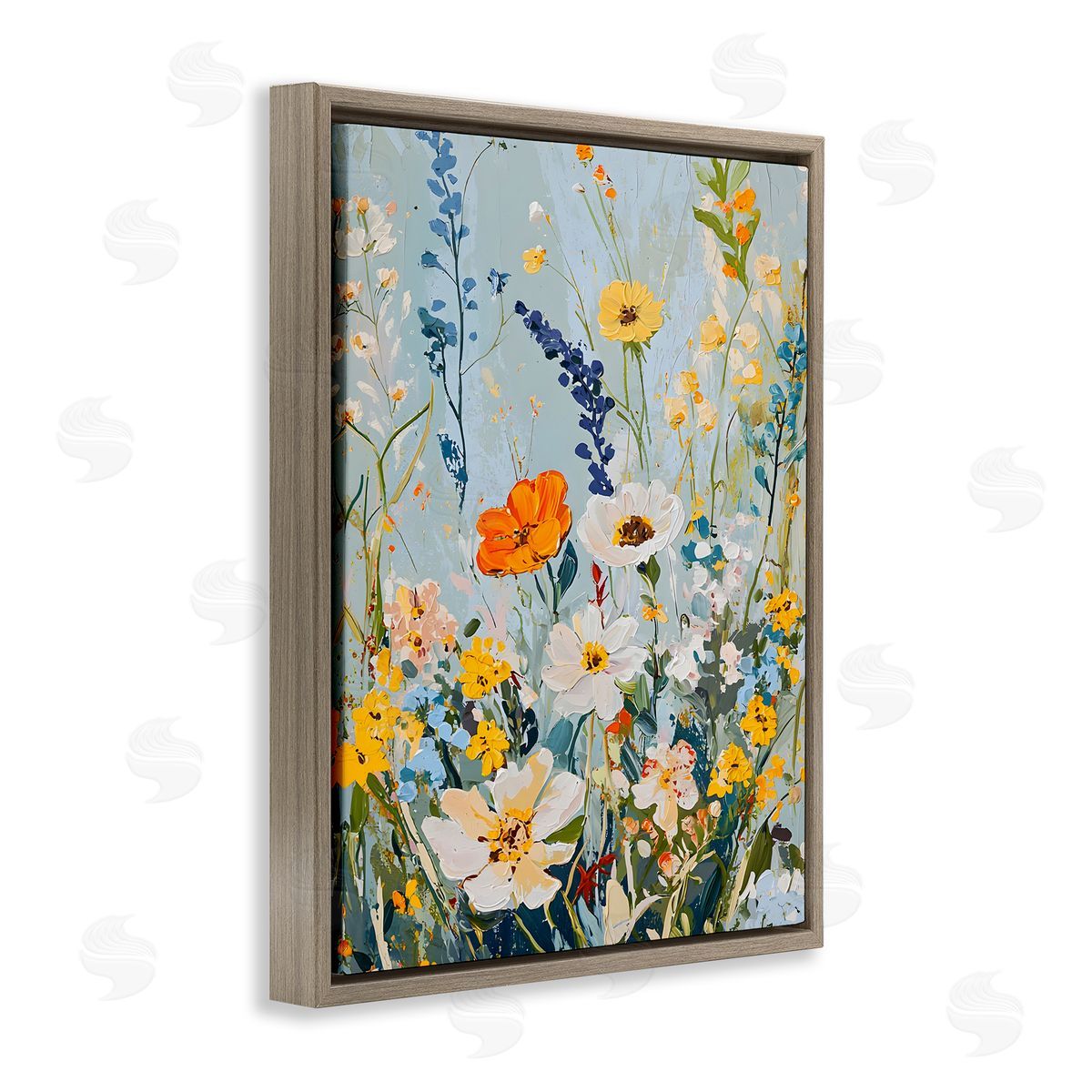 Warm Toned Flowers Brown Floating Frame Canvas Wall Art, Home Decor by Franklyn Gregory